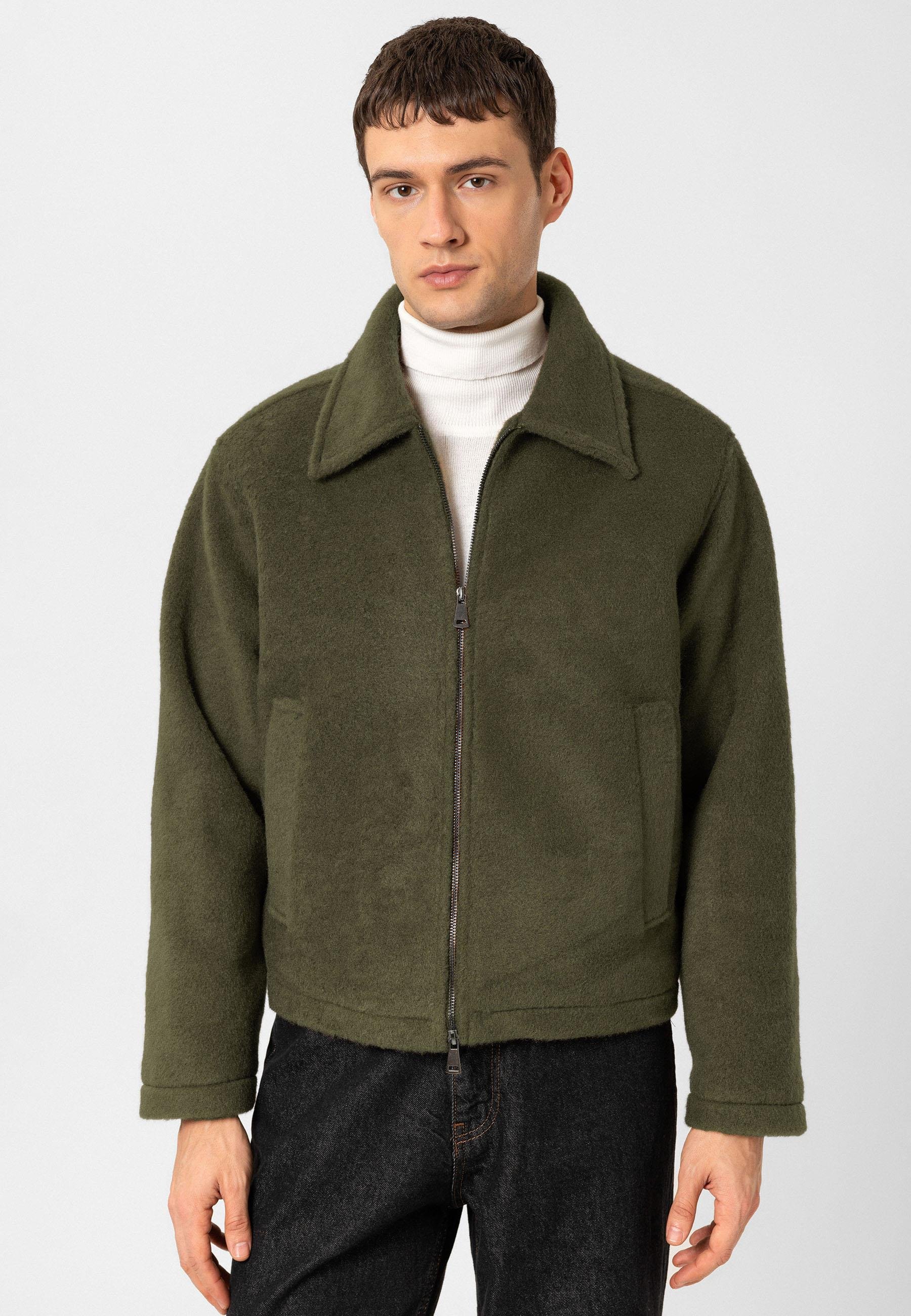 Antioch Haki Relaxed Yumuşak Dokulu Erkek Mont