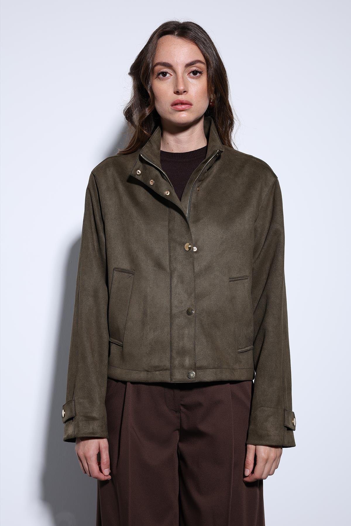 Antioch Haki Süet Bomber Ceket