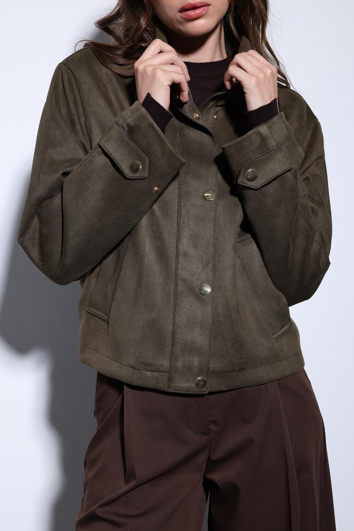 Antioch Haki Süet Bomber Ceket