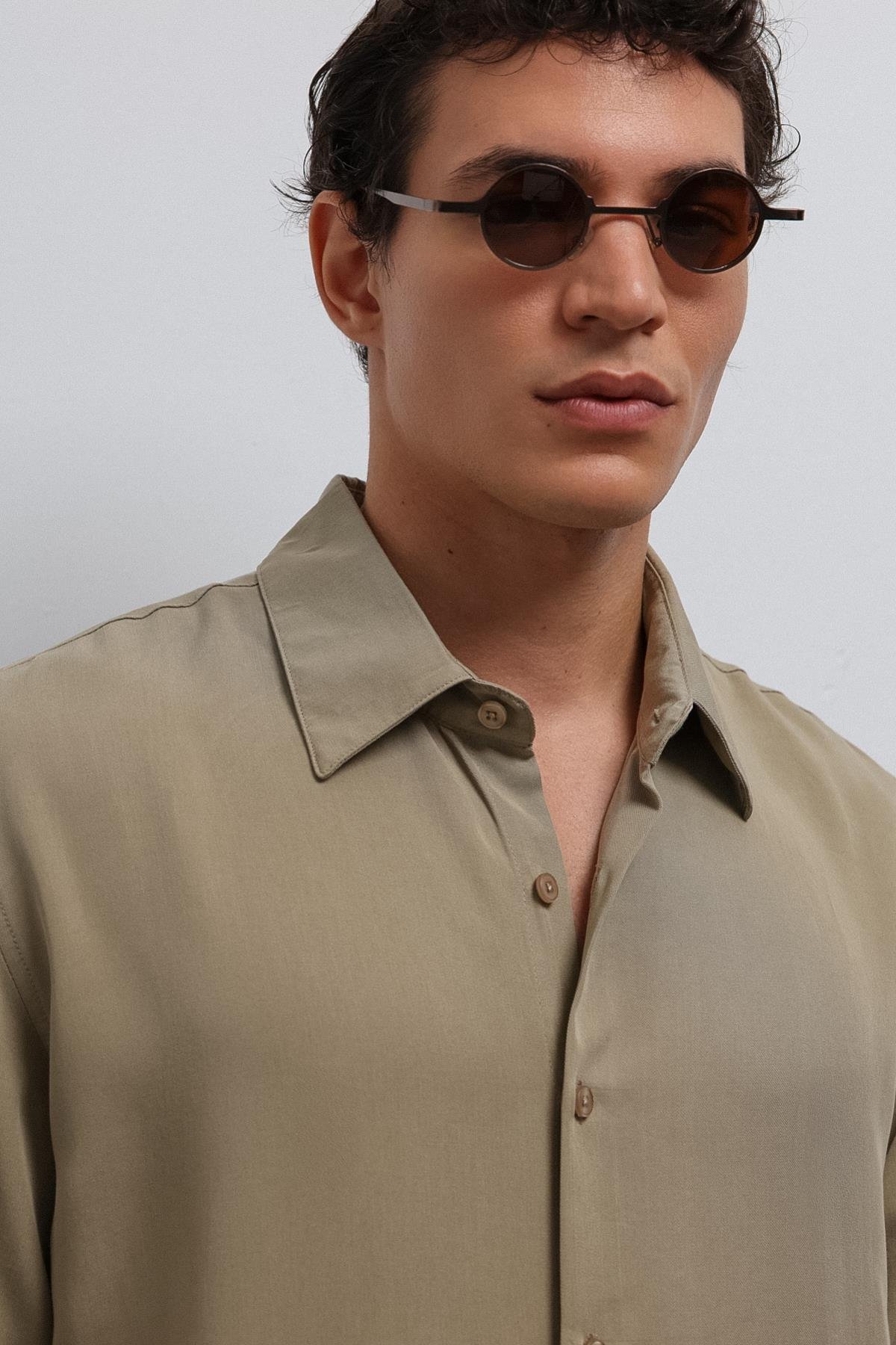 Antioch Haki Teknik Regular Fit Erkek Gömlek