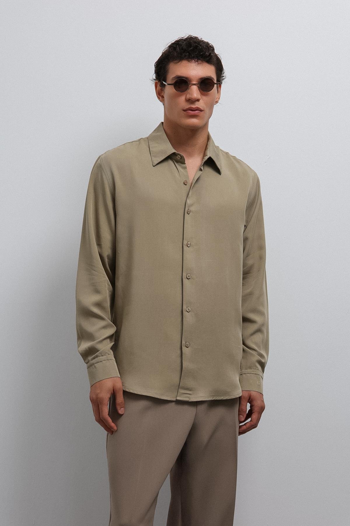 Antioch Haki Teknik Regular Fit Erkek Gömlek