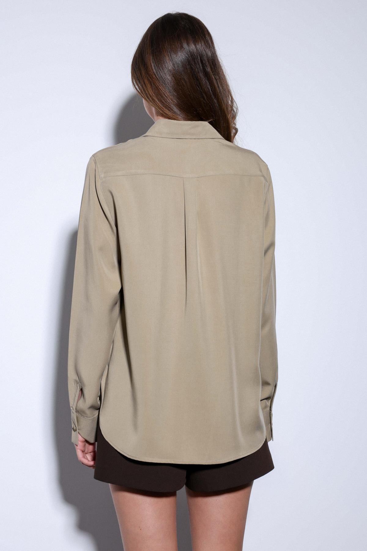 Antioch Haki Tensel Kadın Gömlek