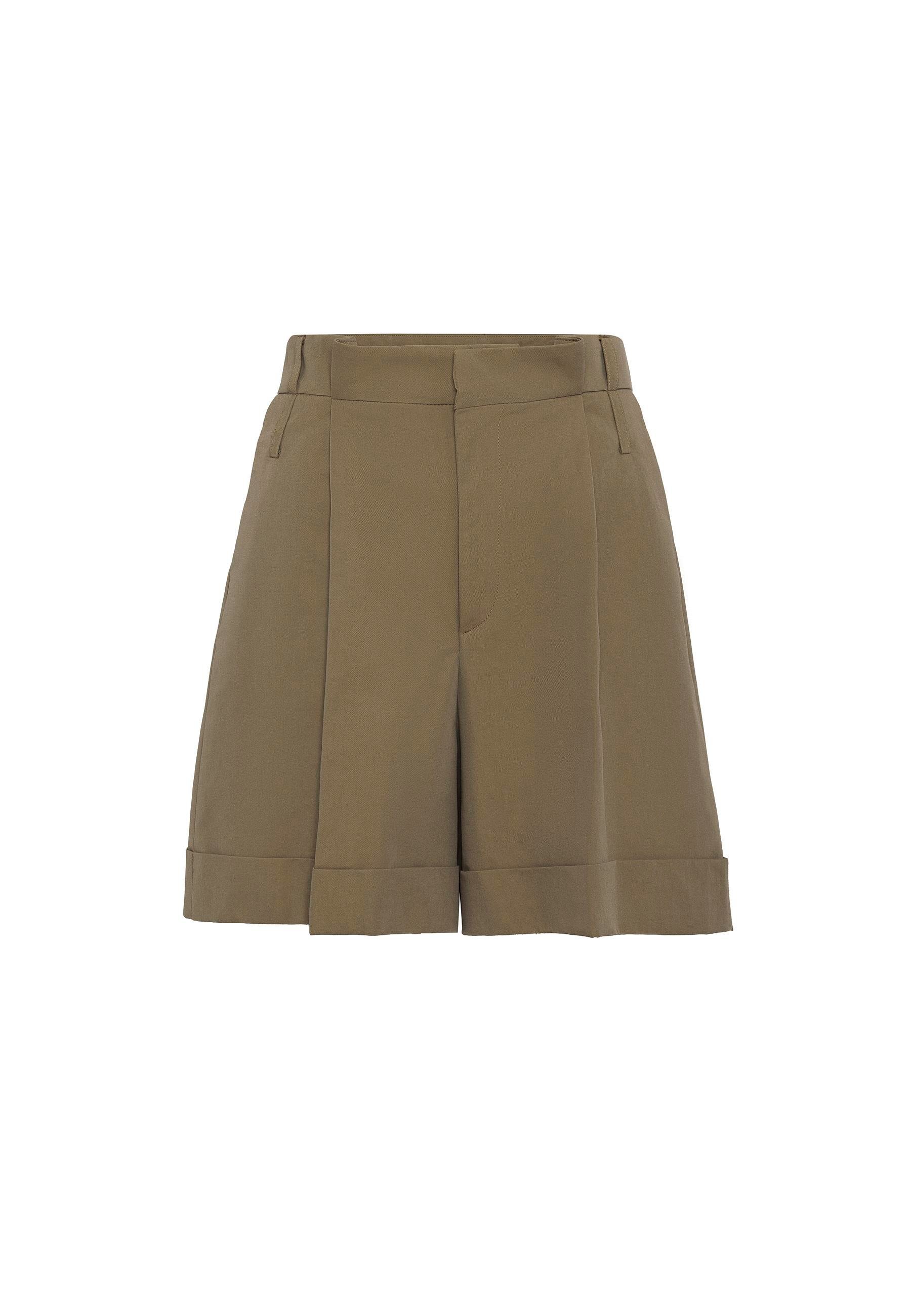 Antioch Haki Yüksek Bel Pensli  Kadın Bermuda Şort