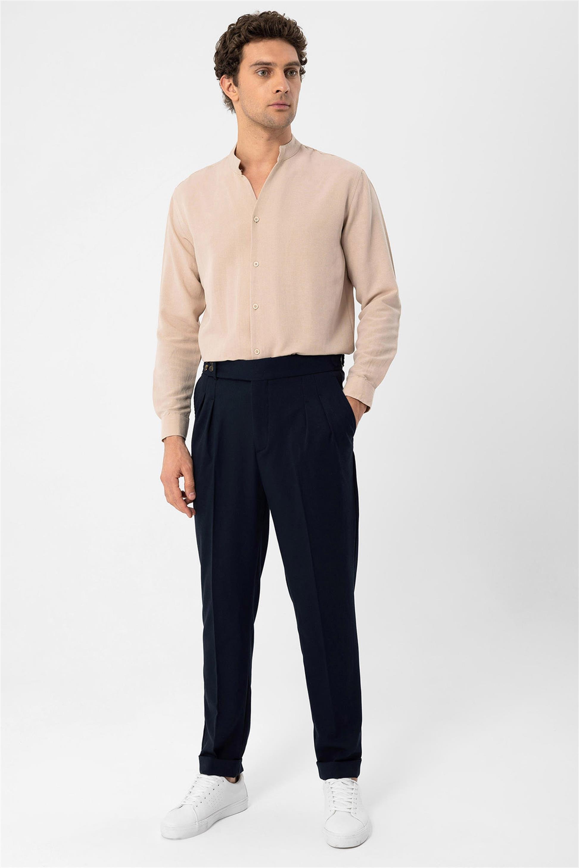 Antioch Men Bej Hakim Yaka Uzun Kollu Erkek Gömlek