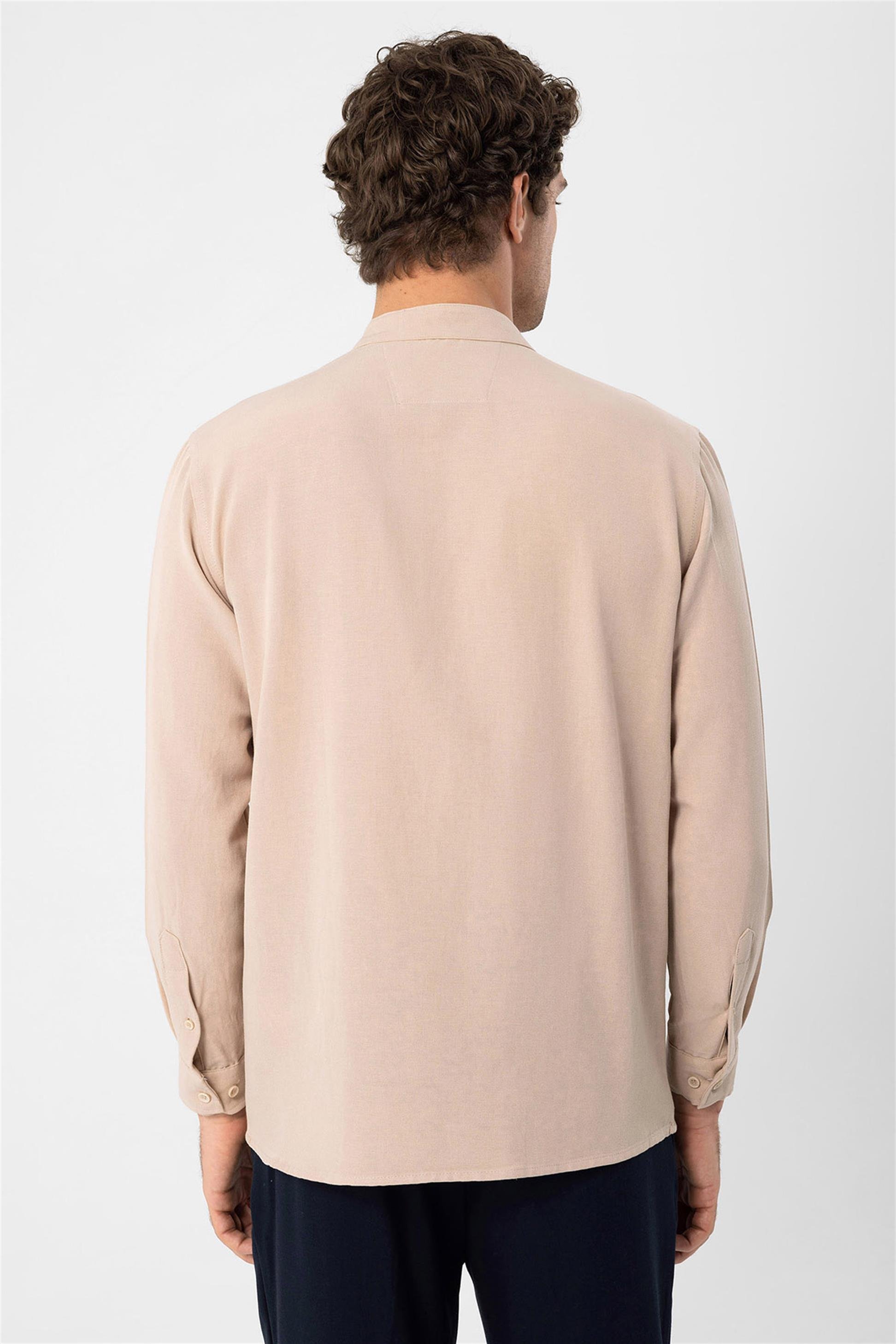 Antioch Men Bej Hakim Yaka Uzun Kollu Erkek Gömlek