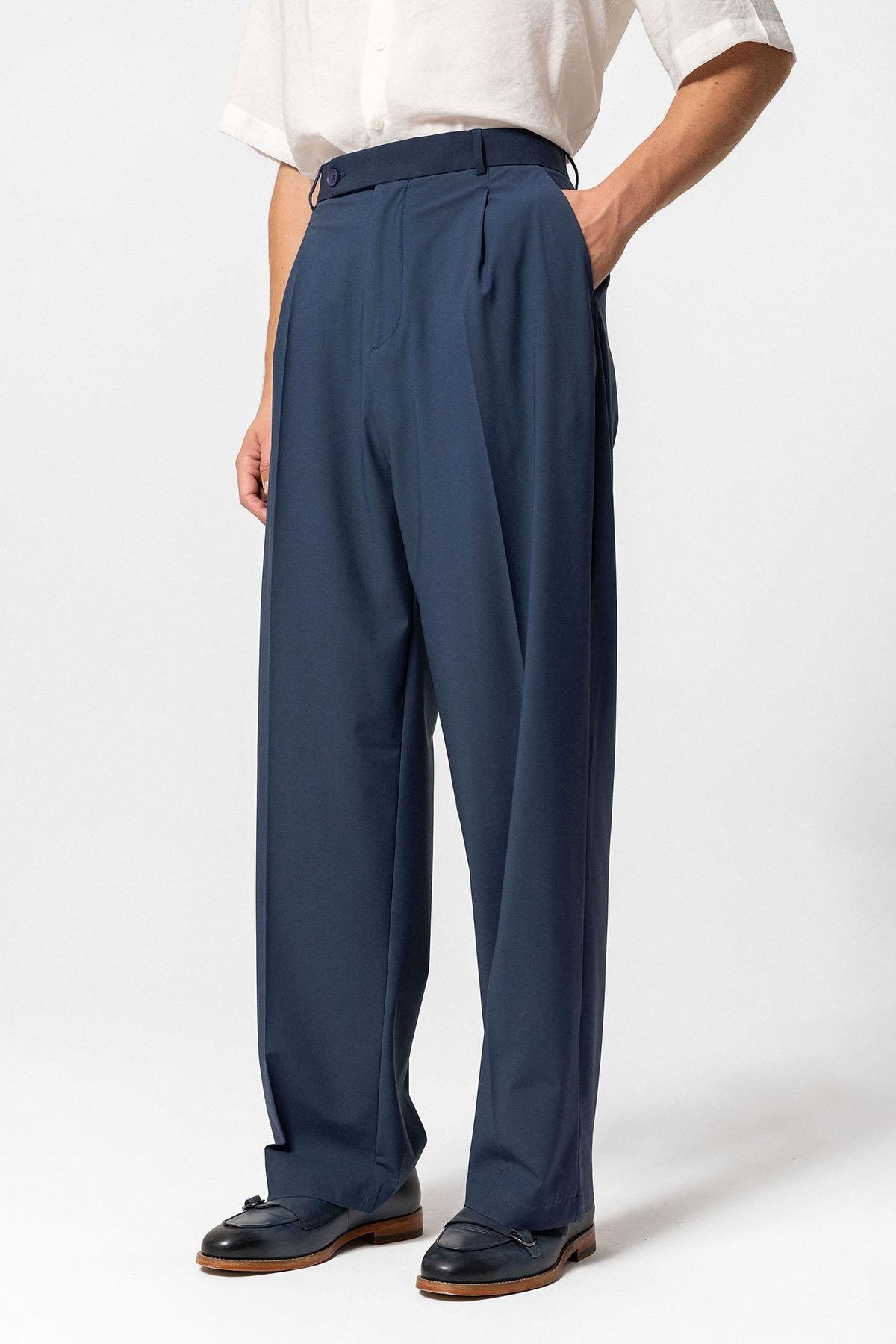 Antioch İndigo Baggy Yüksek Bel Erkek Kumaş Pantolon