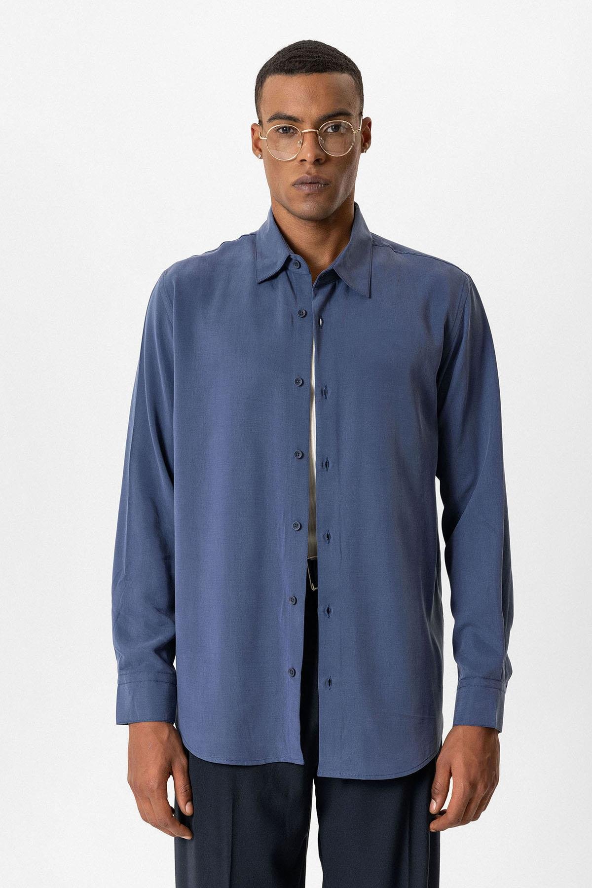 Antioch İndigo Teknik Regular Fit Erkek Gömlek