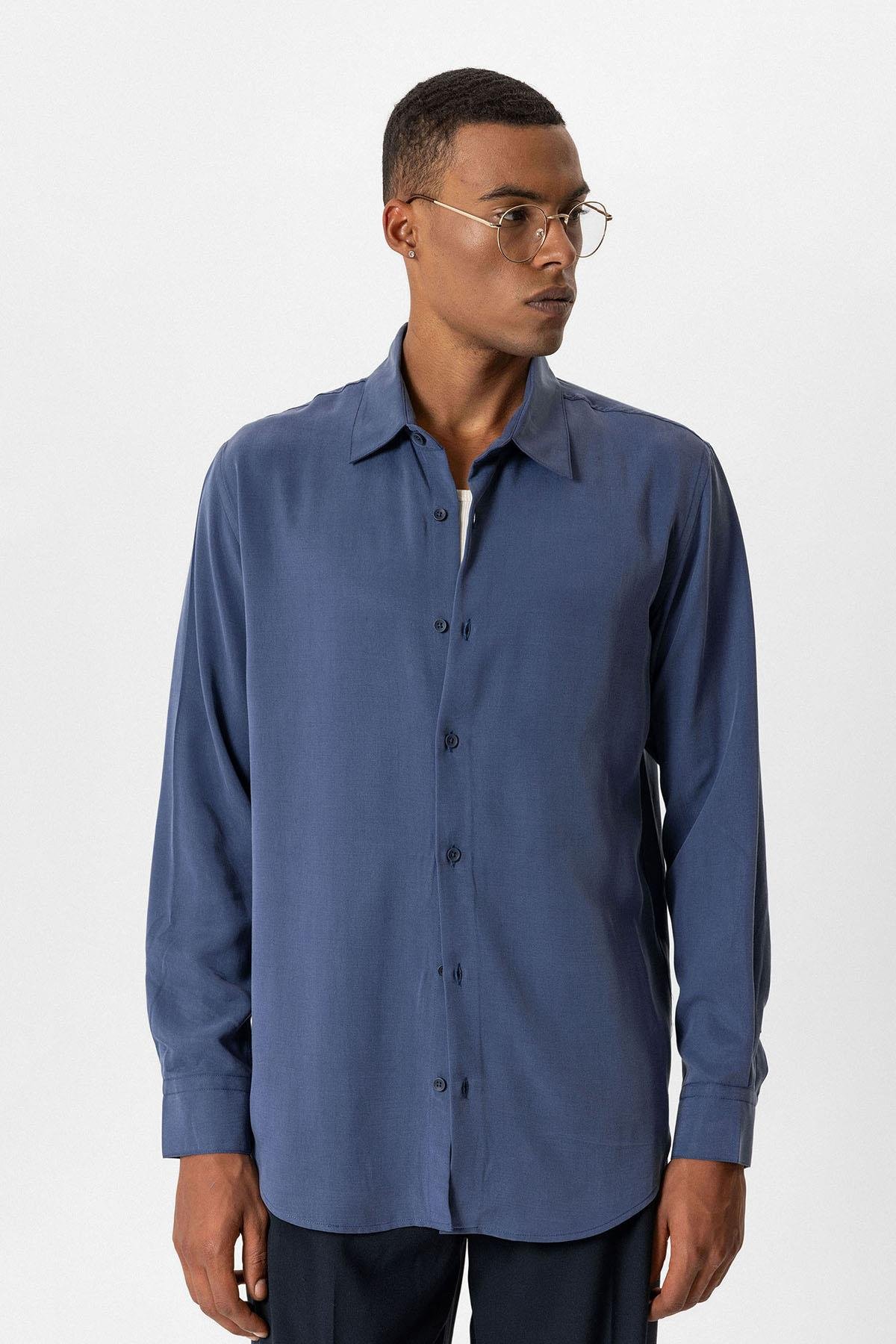 Antioch İndigo Teknik Regular Fit Erkek Gömlek