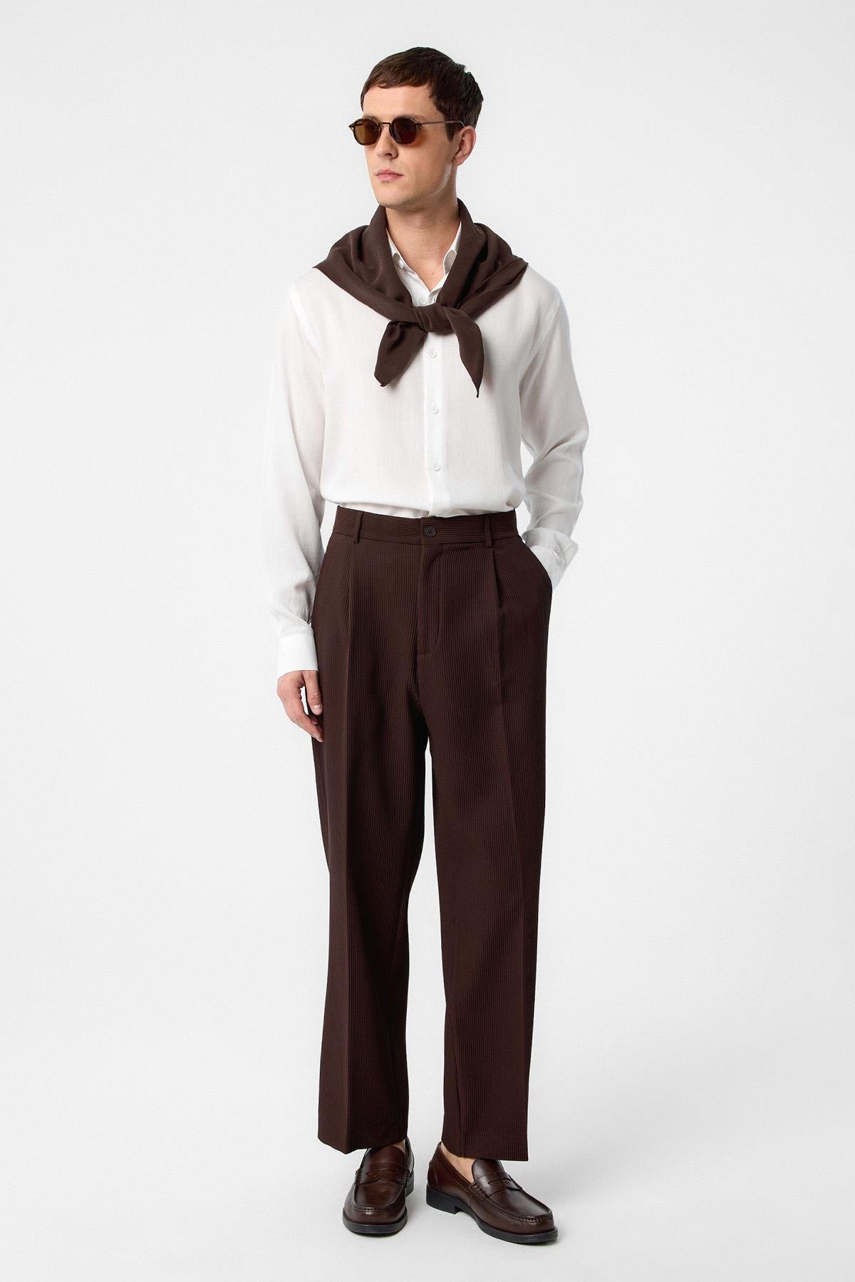 Antioch Kahve Baggy Fitilli Erkek Pantolon