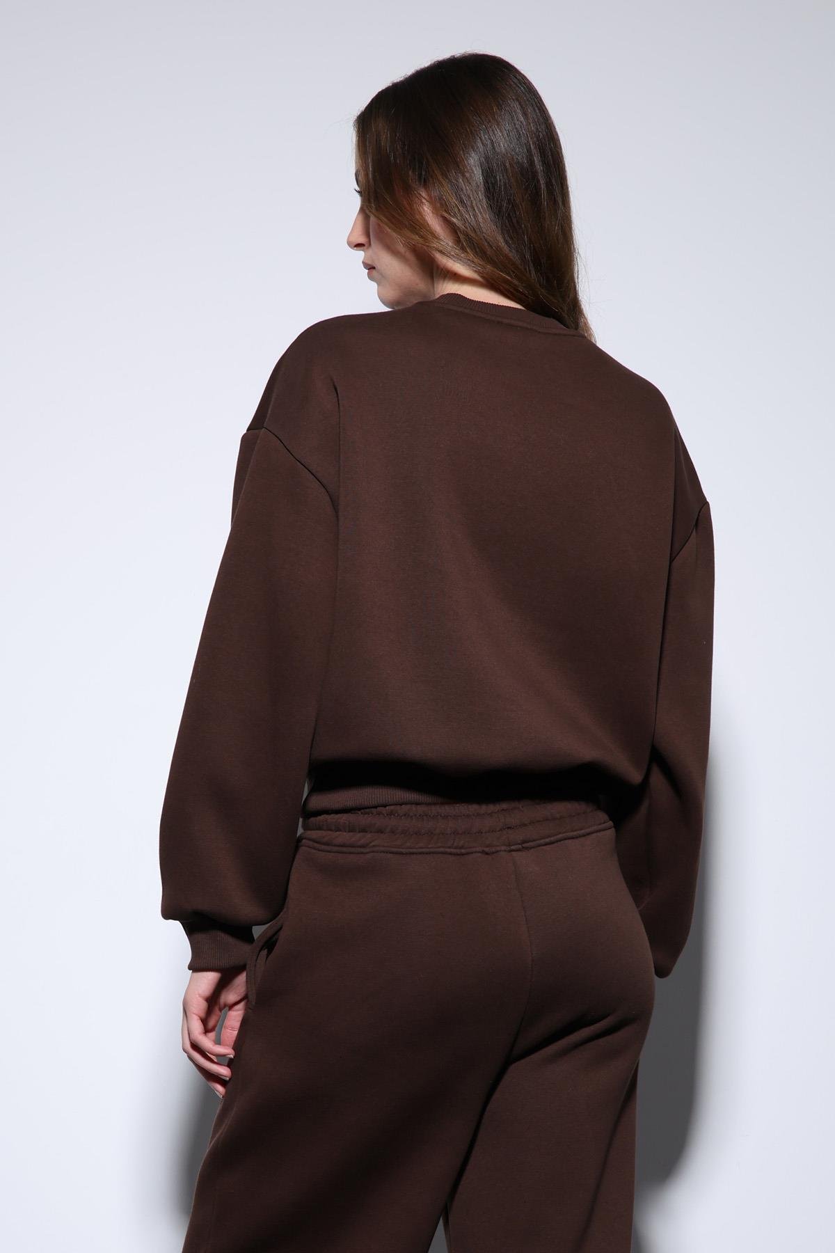 Antioch Kahve Basic Kadın Sweatshirt