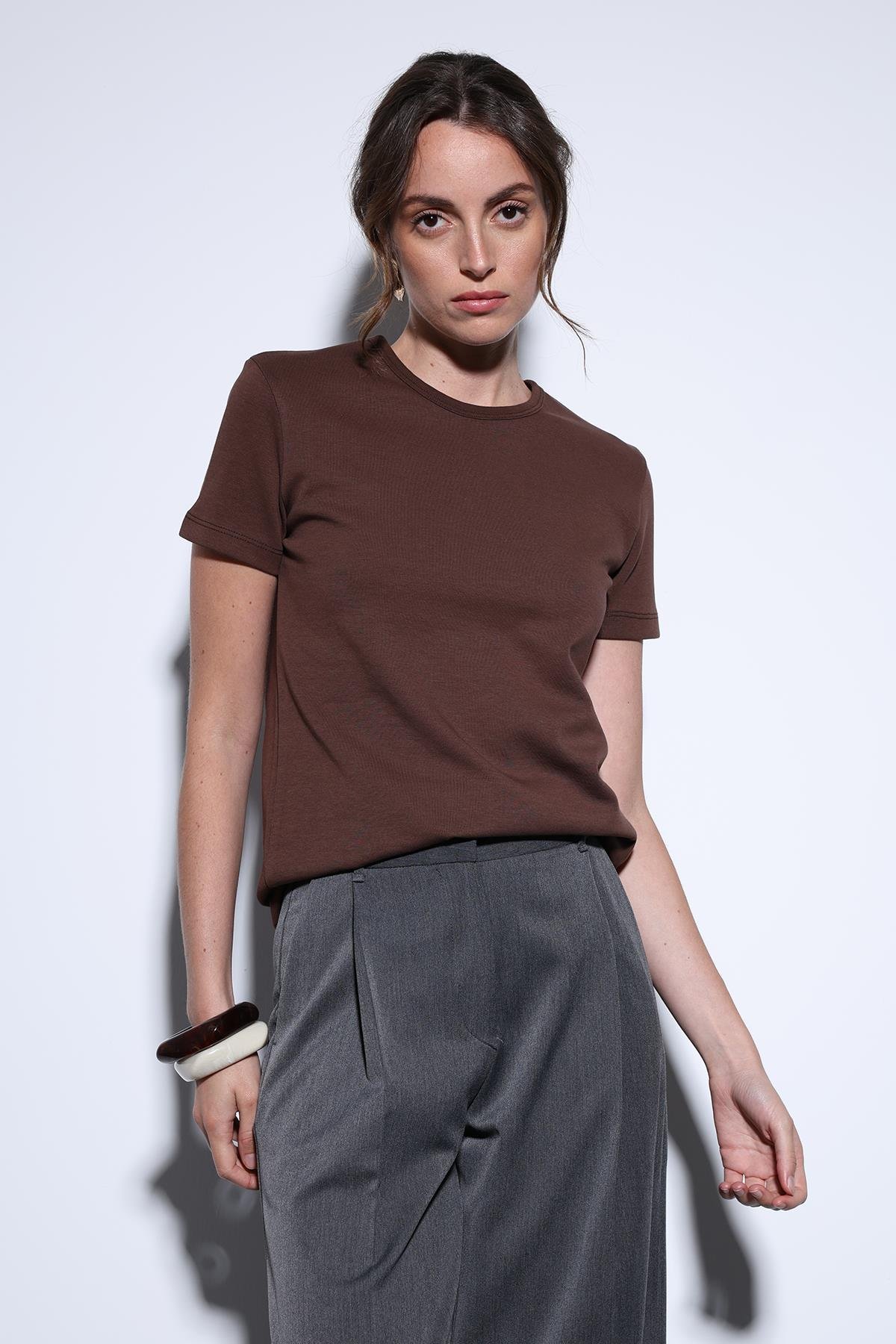 Antioch Kahve Basic Kadın T-Shirt