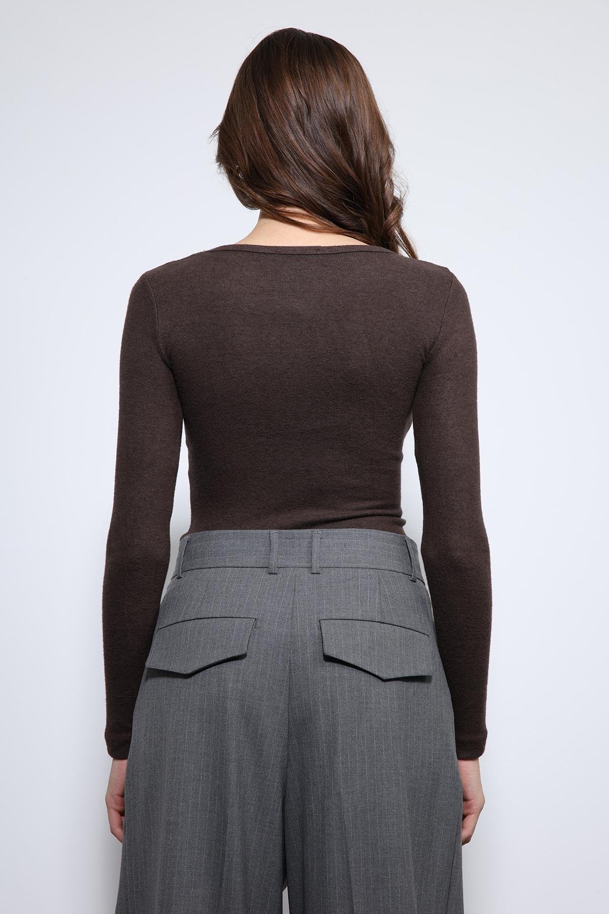 Antioch Kahve Basic Uzun Kollu T-Shirt