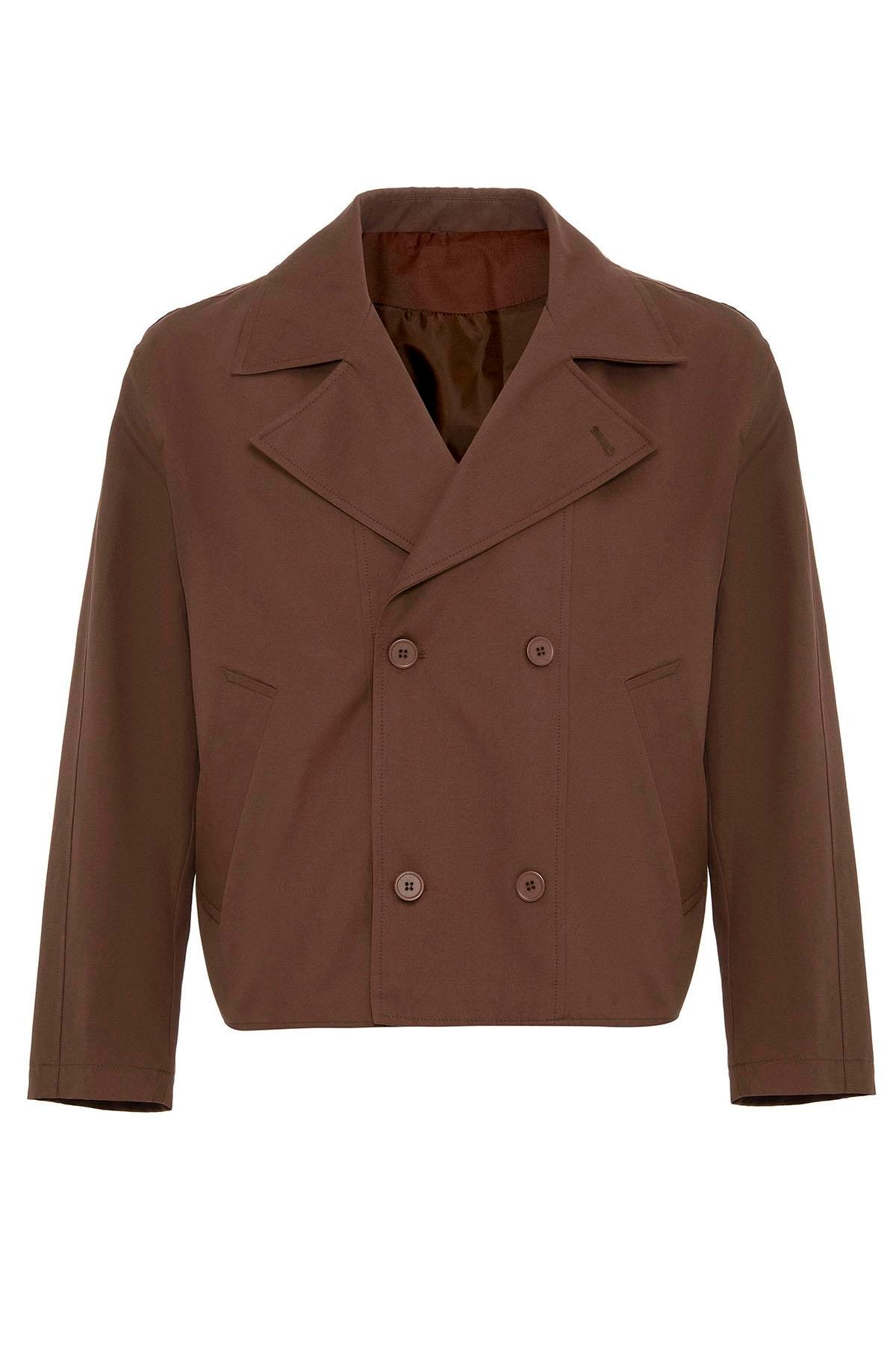 Antioch Kahve Crop Fit Erkek Trençkot