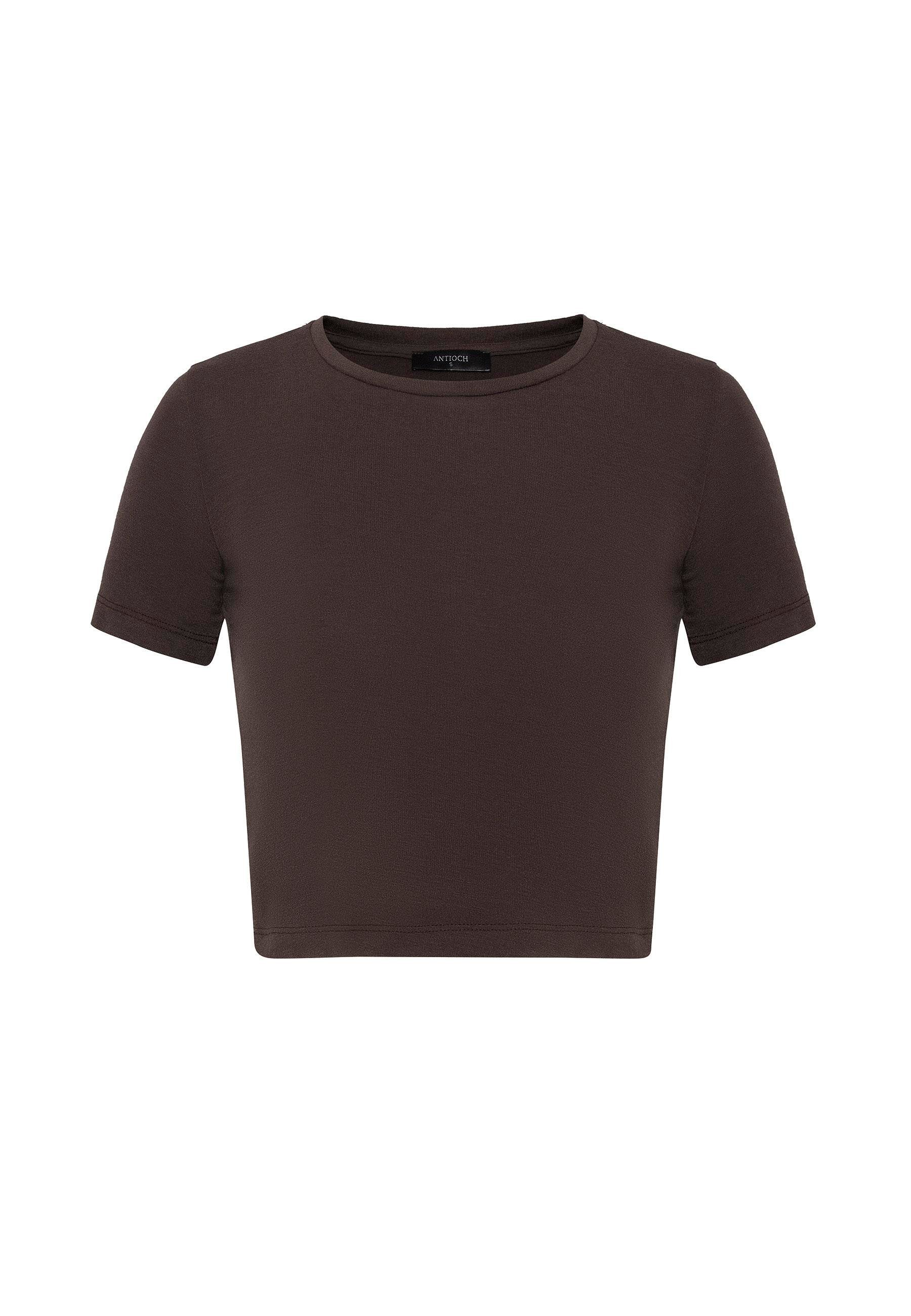 Antioch Kahve Crop Kadın T-Shirt