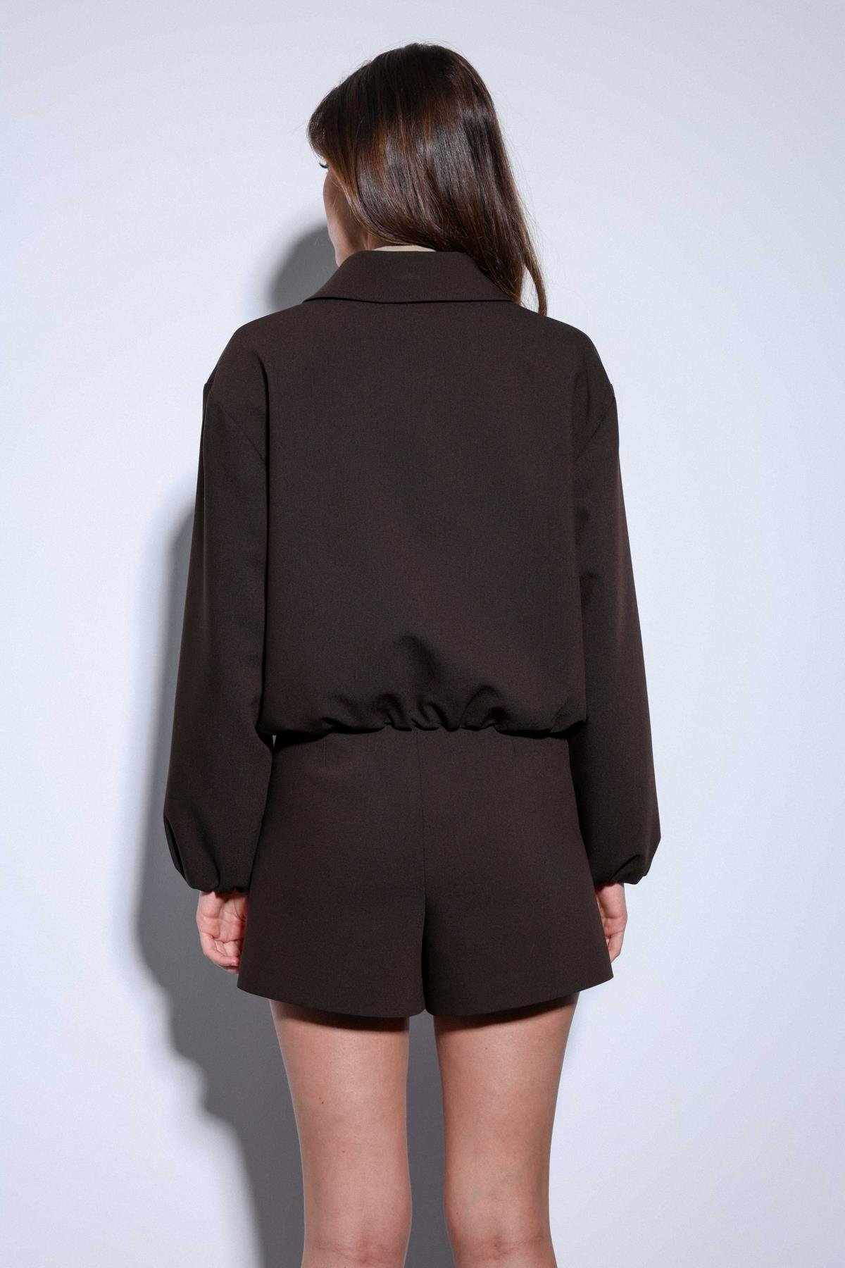 Antioch Kahve Fermuarlı Bomber Kadın Ceket