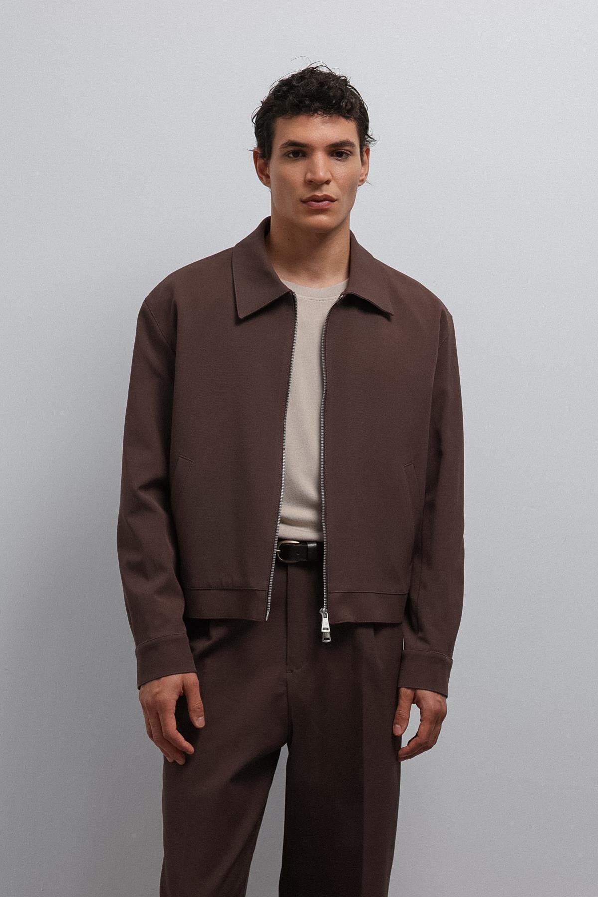 Antioch Kahve Fermuarlı Mevsimlik Erkek Mont