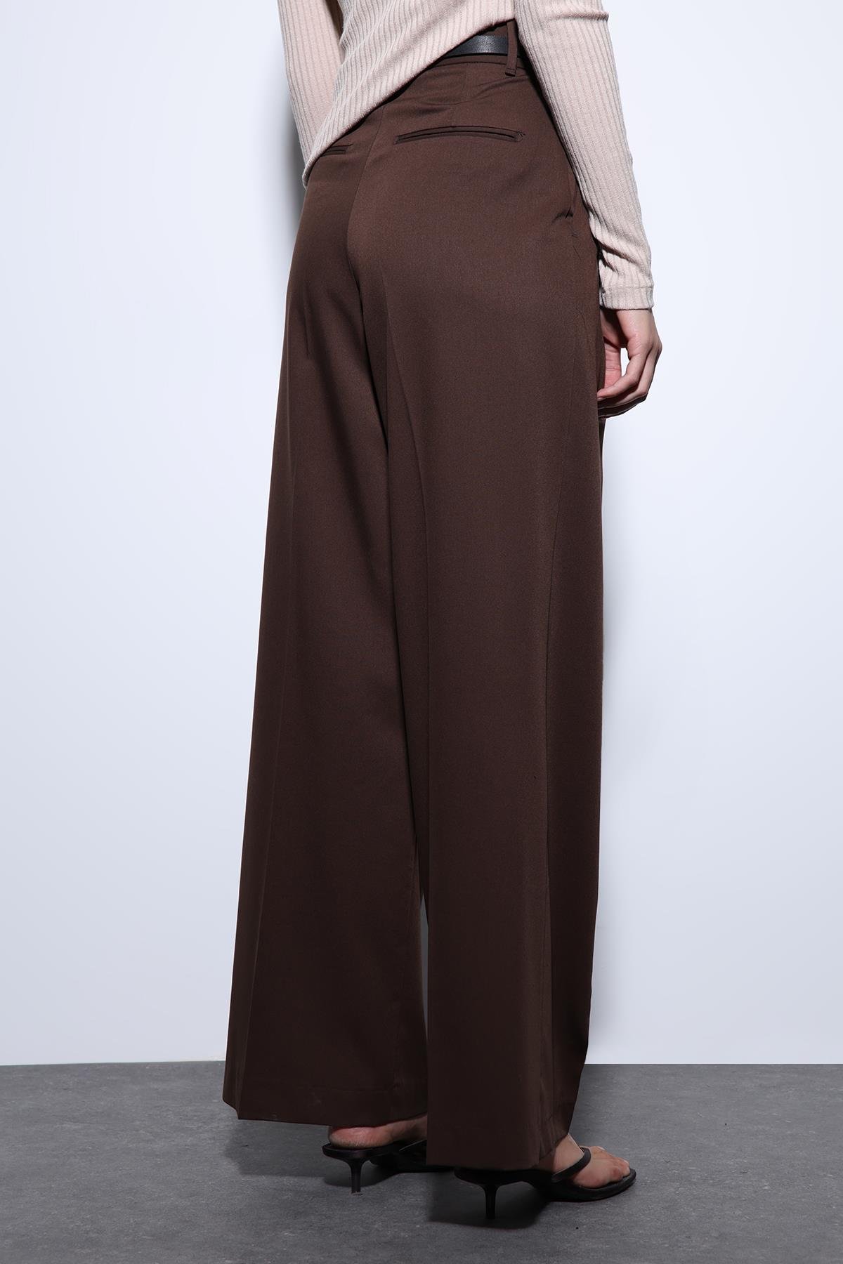 Antioch Kahve Geniş Paça Kadın Pantolon