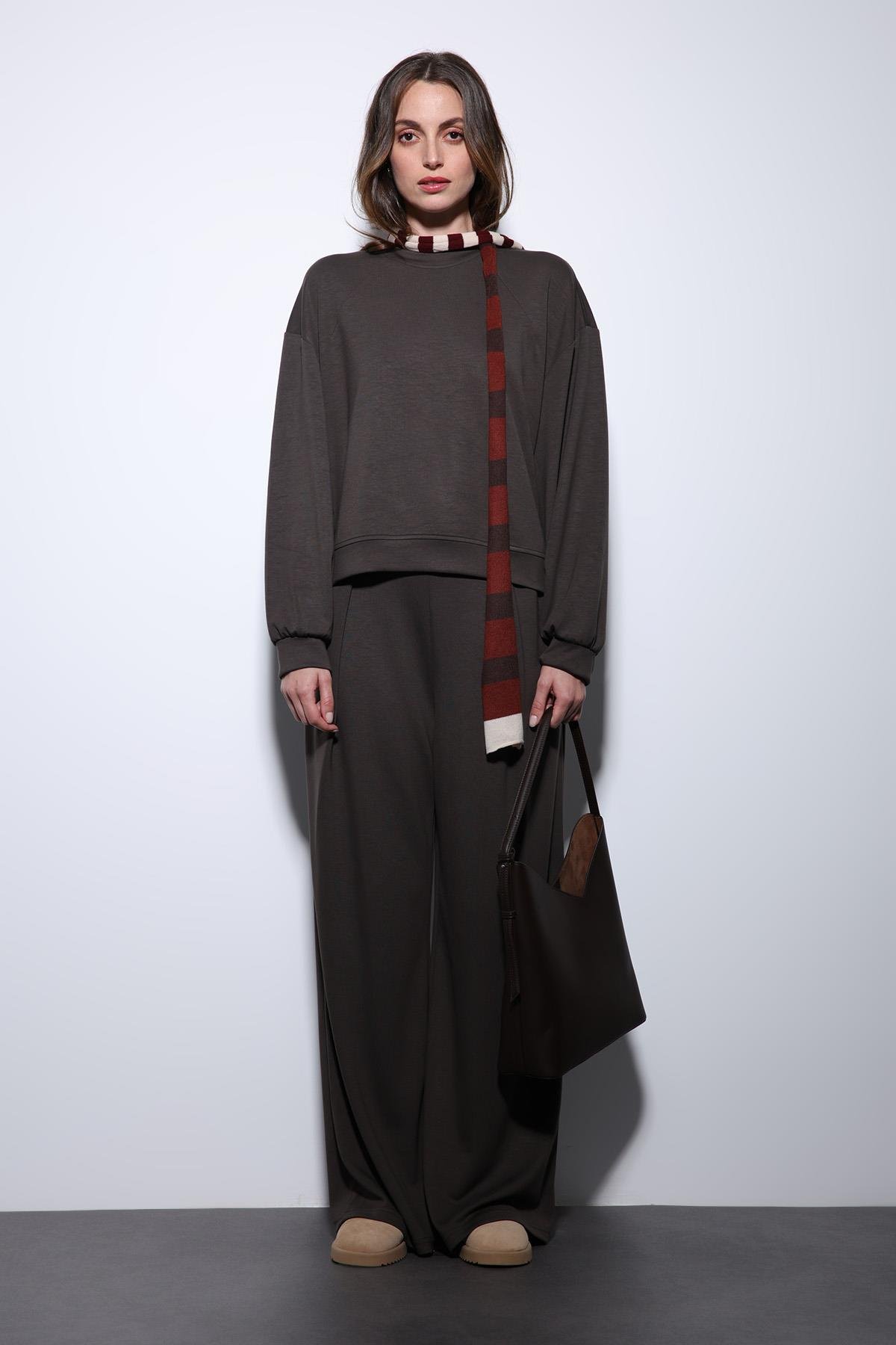 Antioch Kahve Geniş Paça Relaxed Kadın Takım