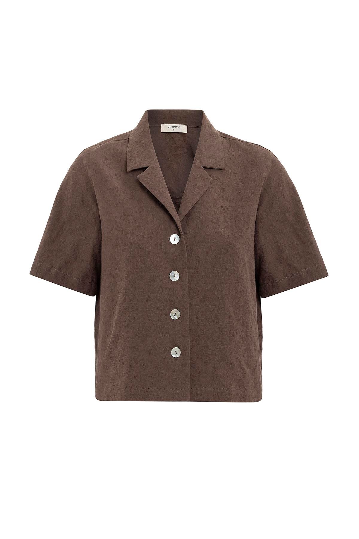 Antioch Kahve Gömlek Şort Kadın Takım