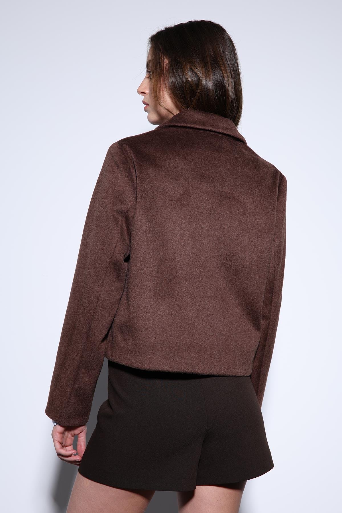 Antioch Kahve Gömlek Yaka Kısa Kaşe Ceket