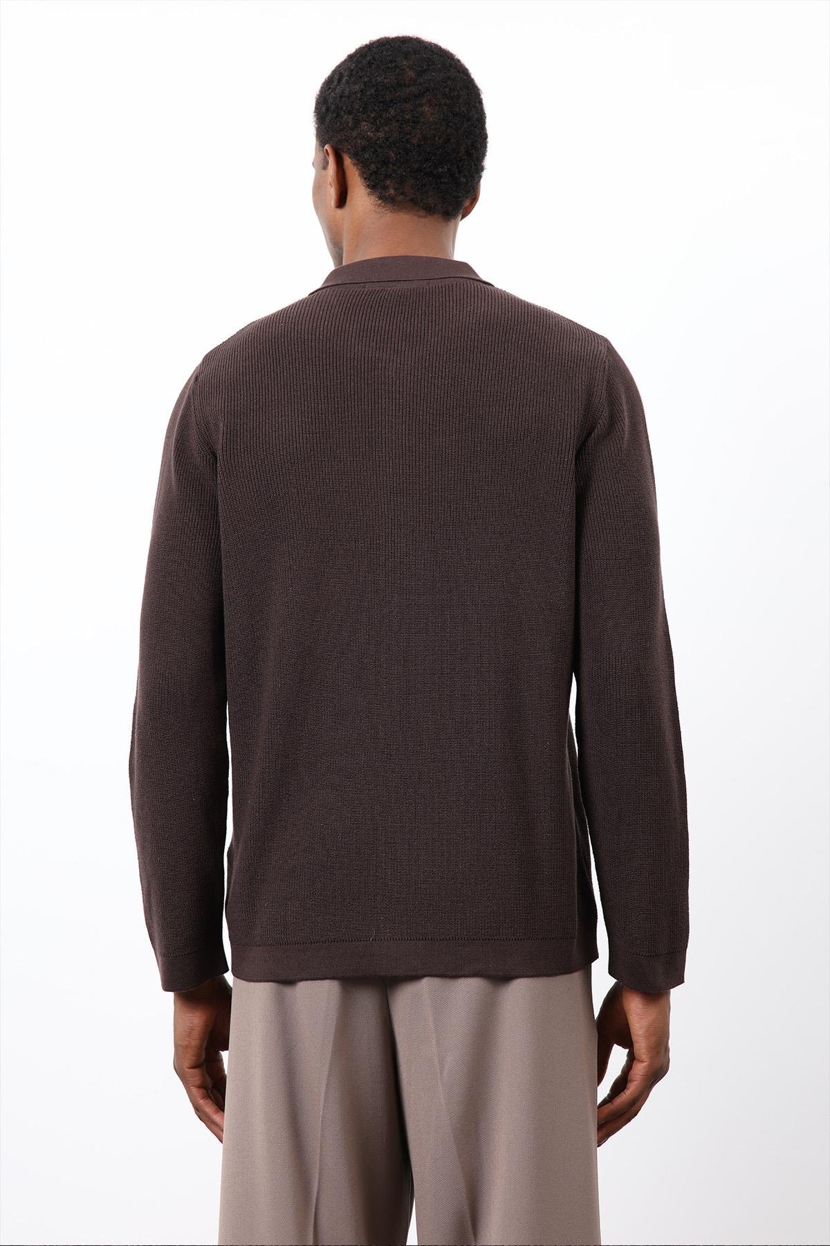 Antioch Kahve İnce Örgü Triko Erkek Hırka