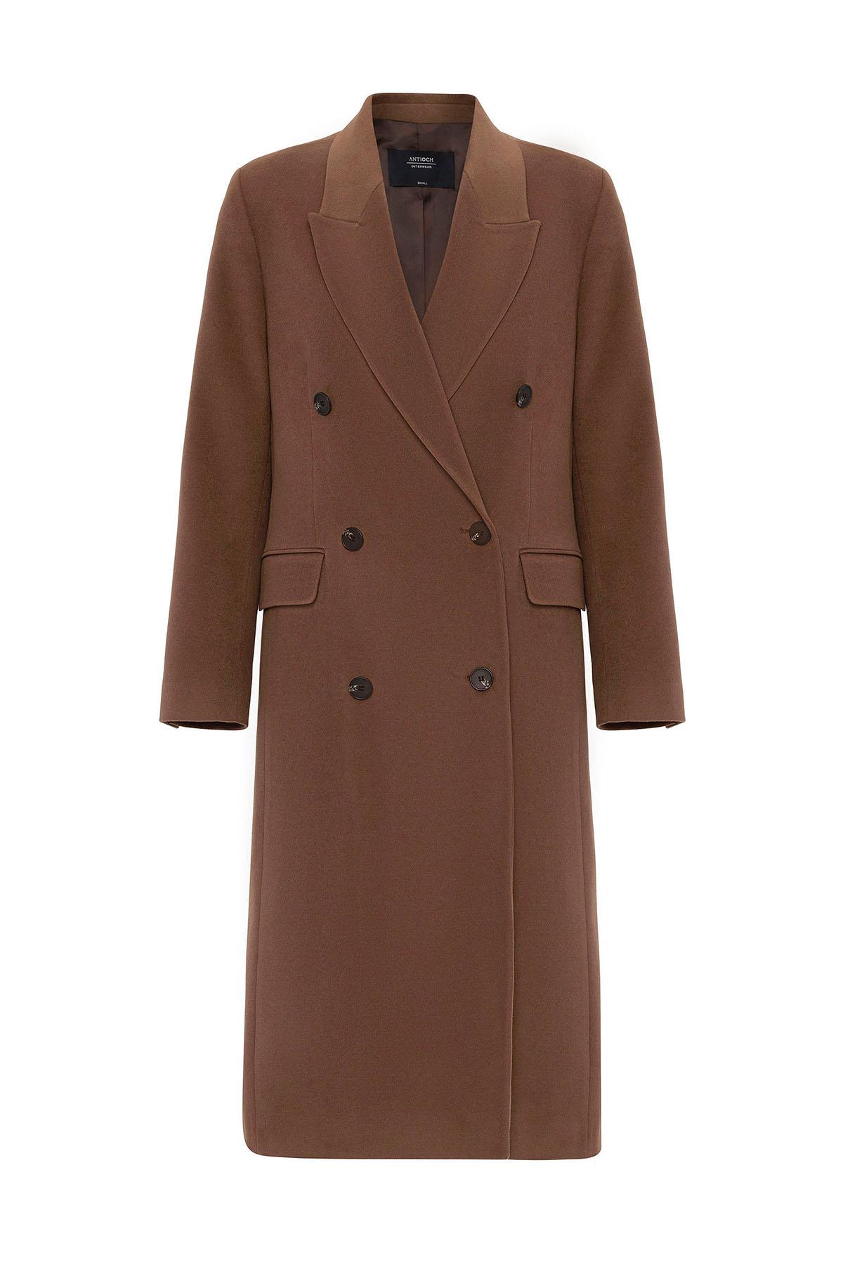 Antioch Kahve Kadın Kruvaze Uzun Kaban