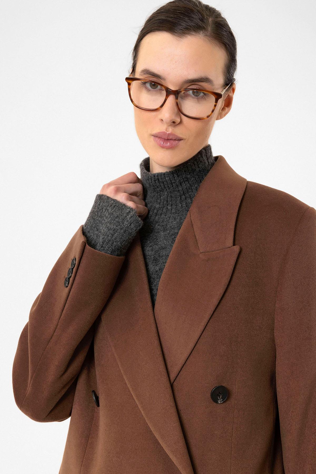 Antioch Kahve Kadın Kruvaze Uzun Kaban