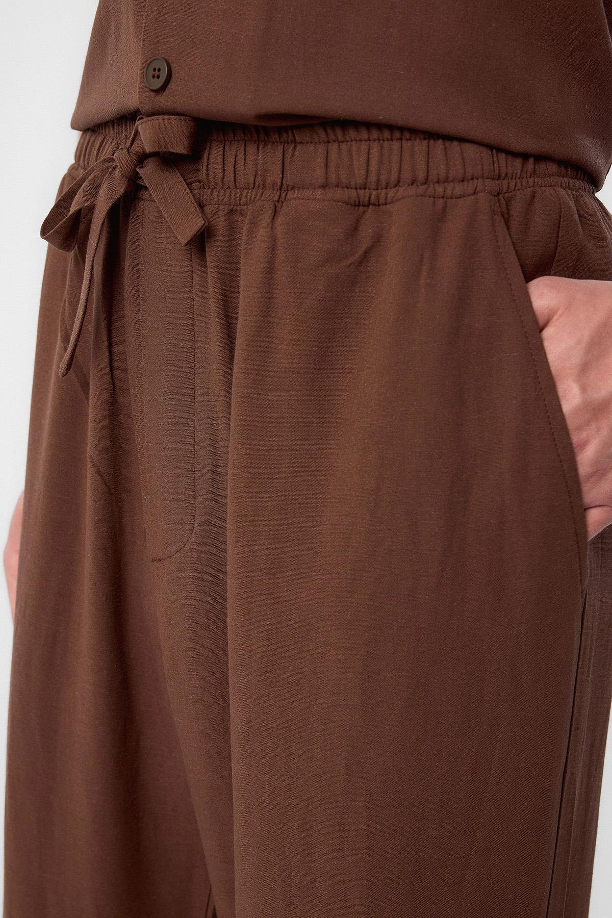 Antioch Kahve Keten Karışımlı Jogger Erkek Pantolon