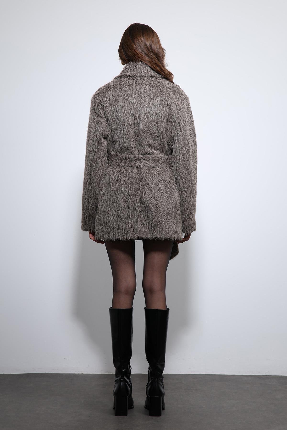 Antioch Kahve Kısa Suni Kürklü Kaban