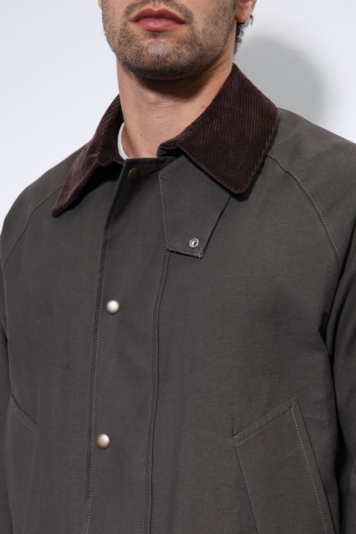 Antioch Kahve Kontrast Yaka Erkek Ceket