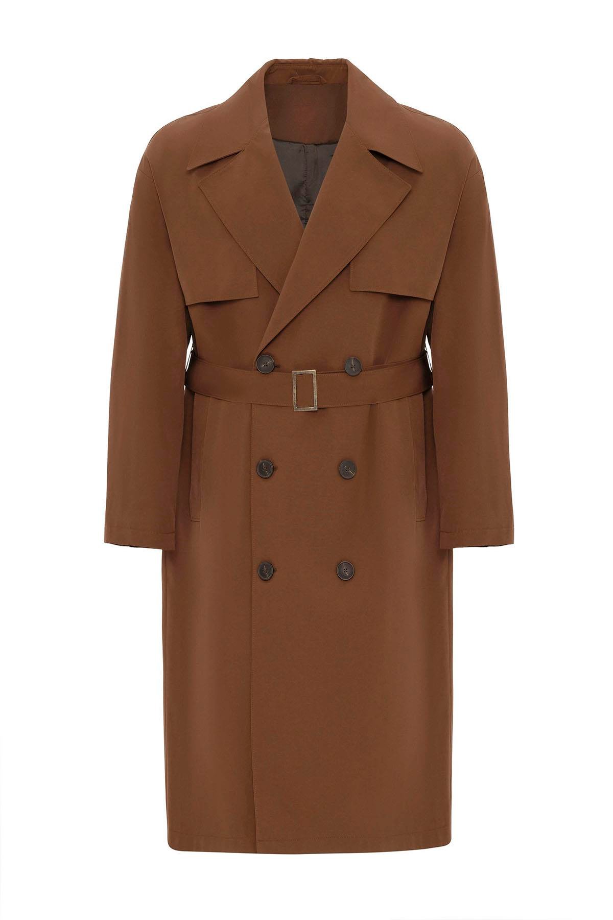 Antioch Kahve Kruvaze Kapama Kemerli Trençkot