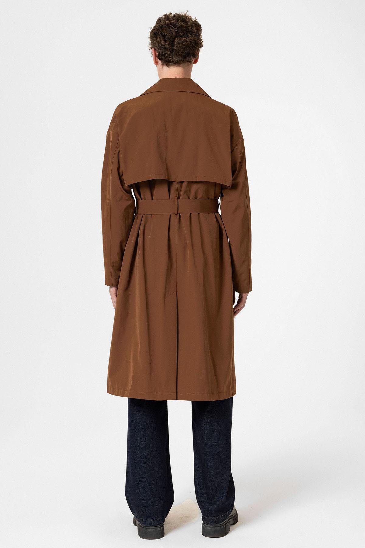 Antioch Kahve Kruvaze Kapama Kemerli Trençkot