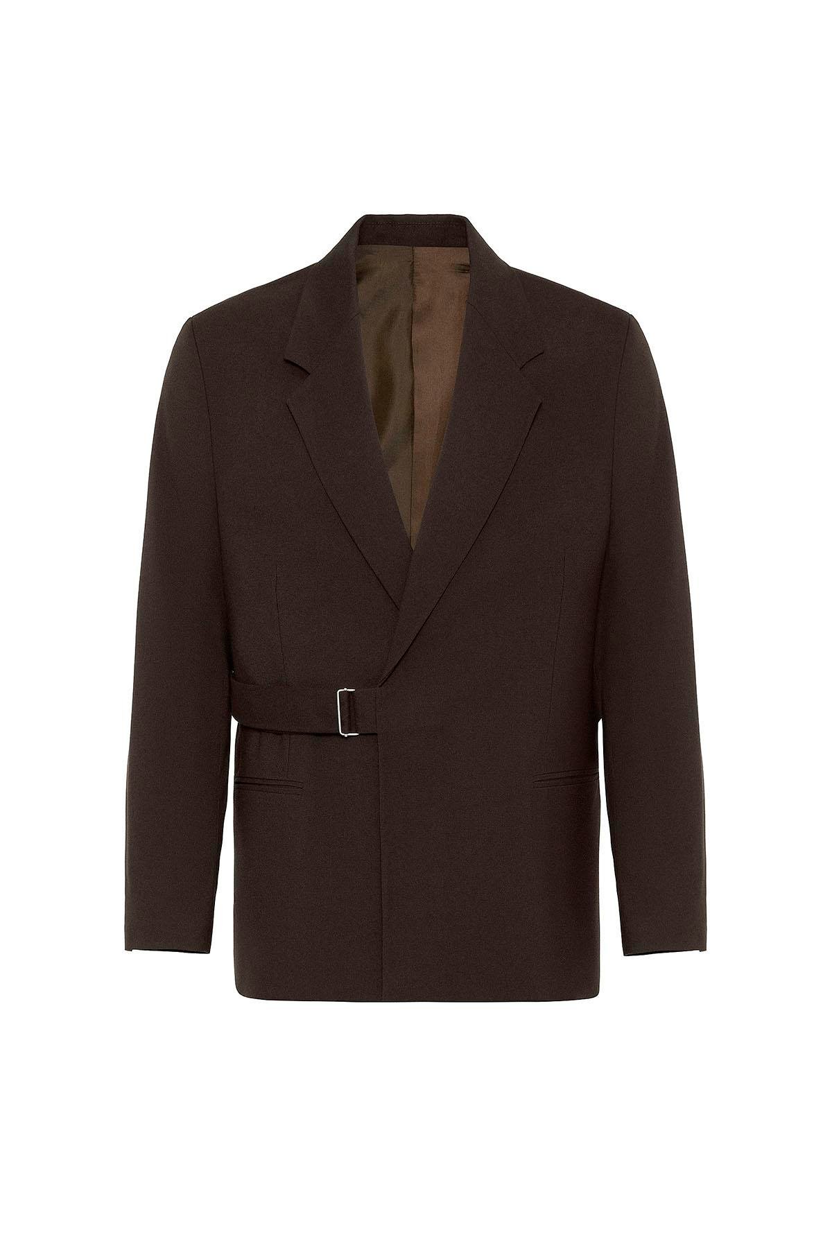 Antioch Kahve Kuşaklı Relax Fit Erkek Blazer Ceket