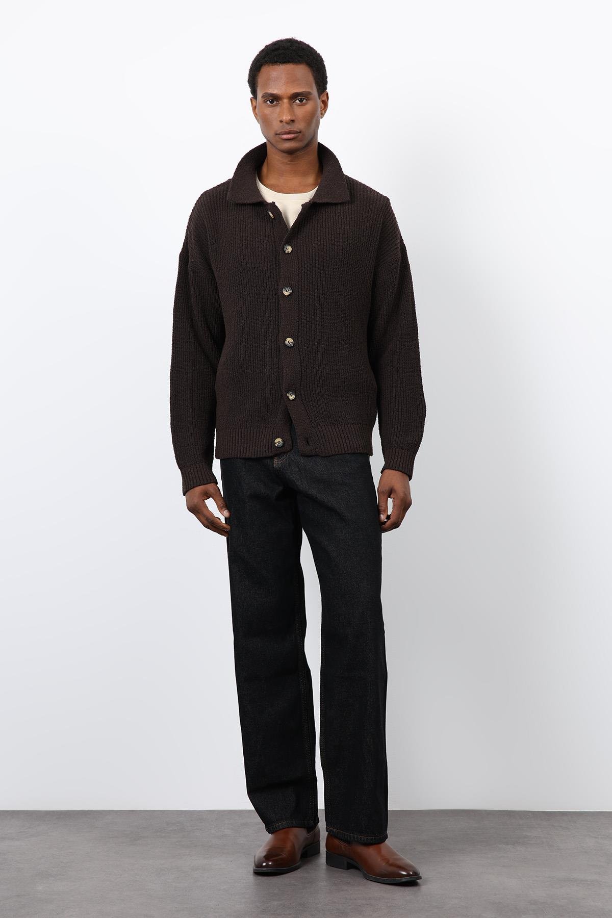 Antioch Kahve Örme Triko Erkek Hırka