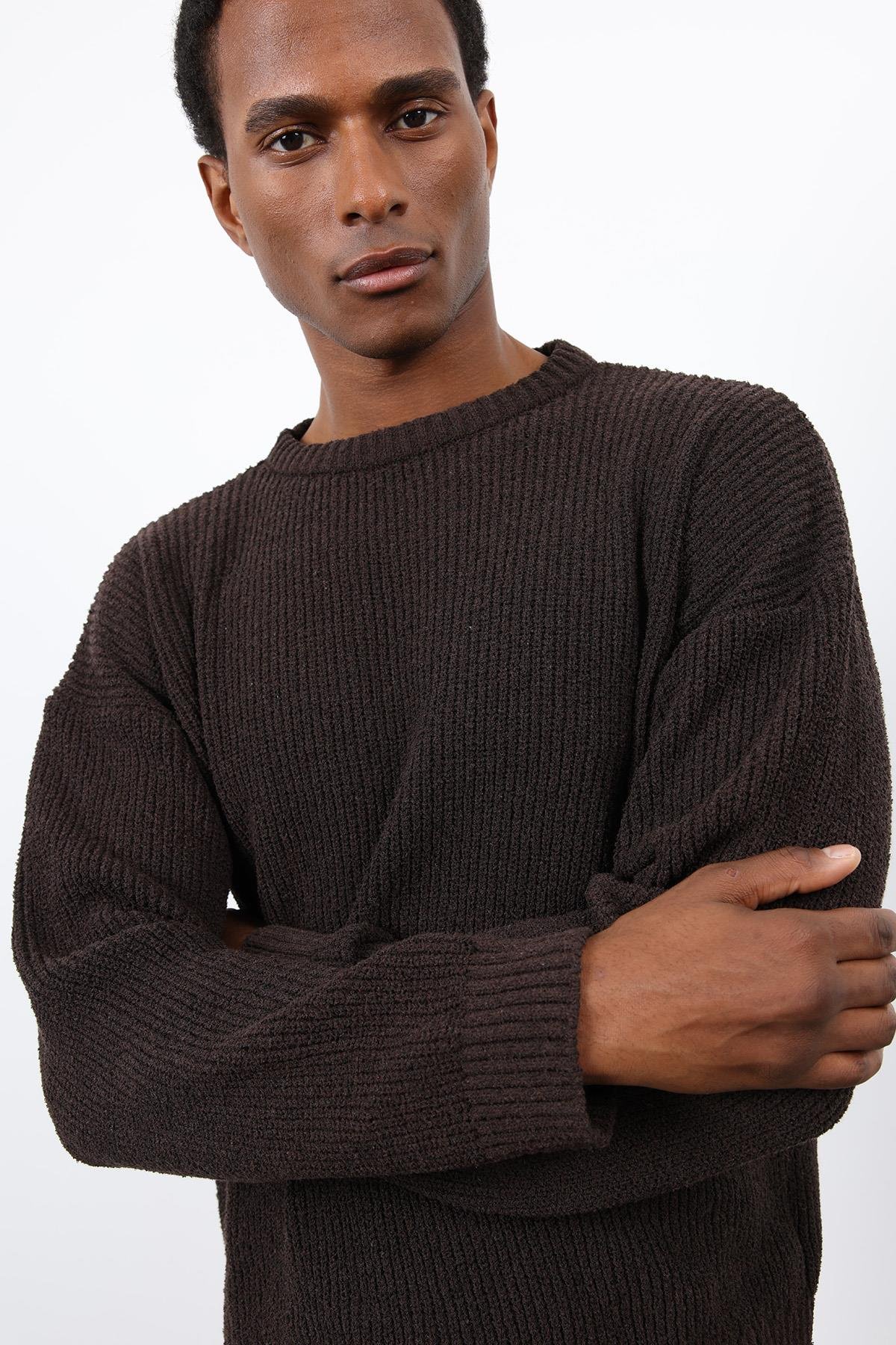 Antioch Kahve Örme Triko Erkek Kazak