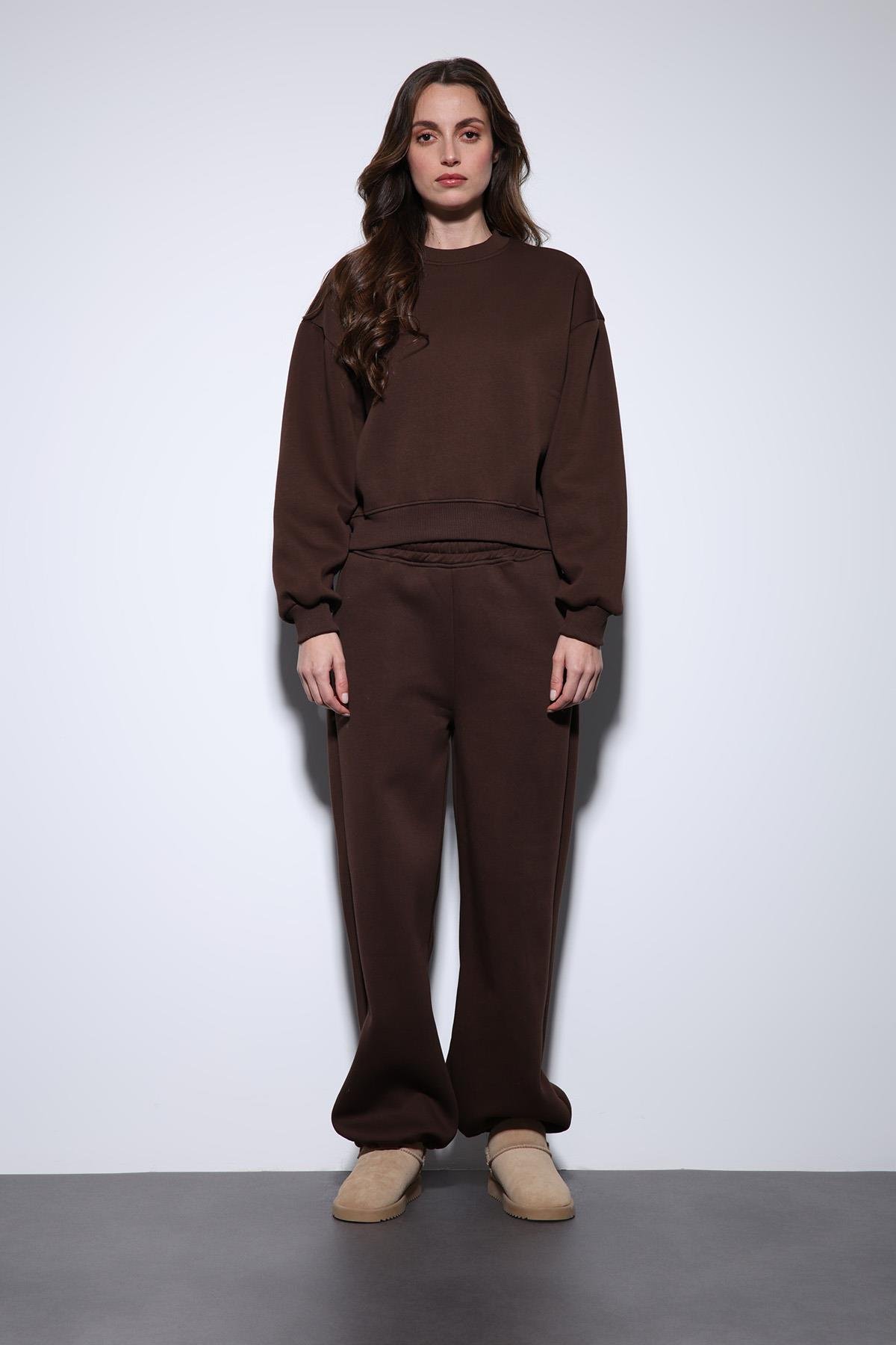 Antioch Kahve Oversize Kadın Eşofman Takım