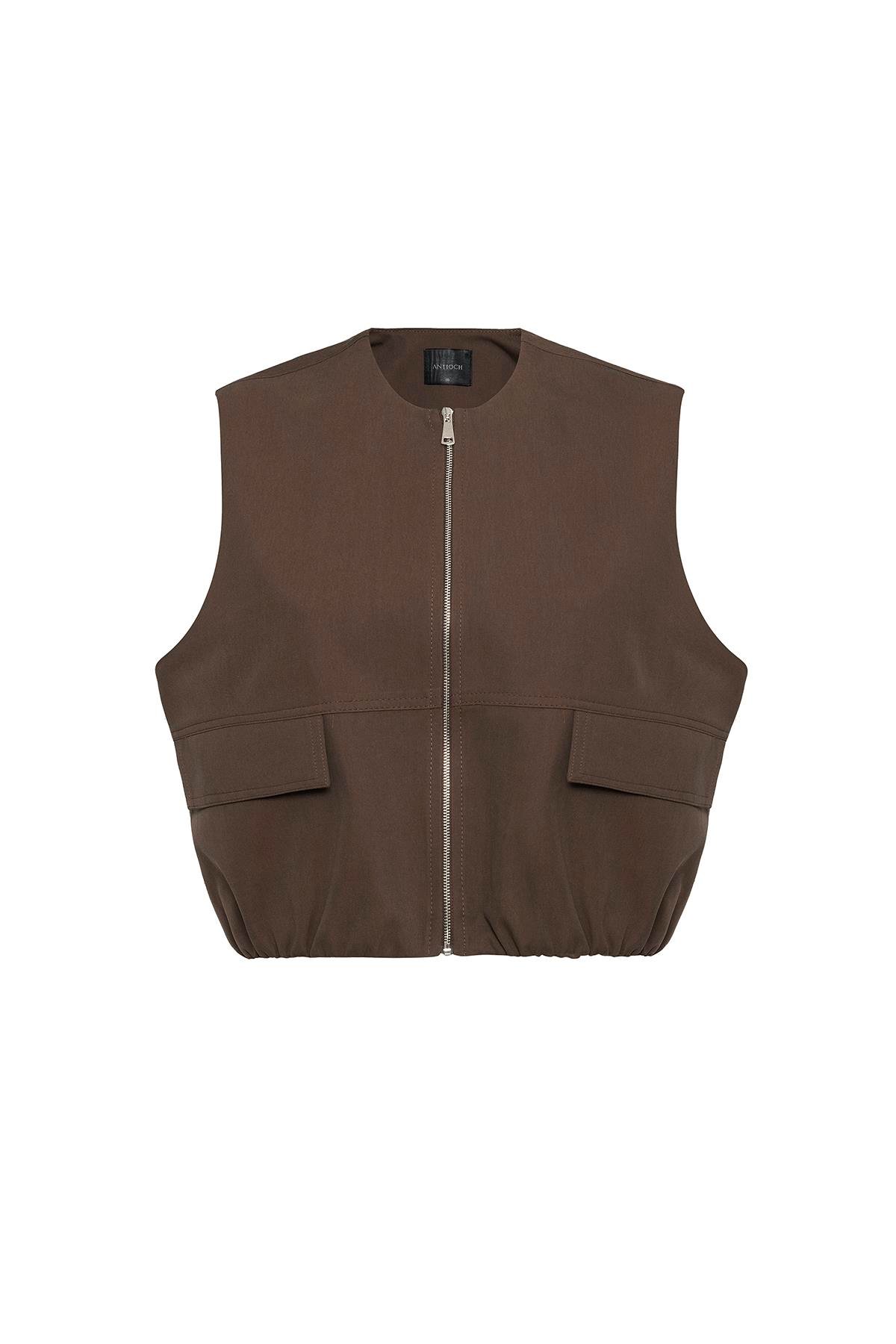 Antioch Kahve Oversize Kadın Yelek