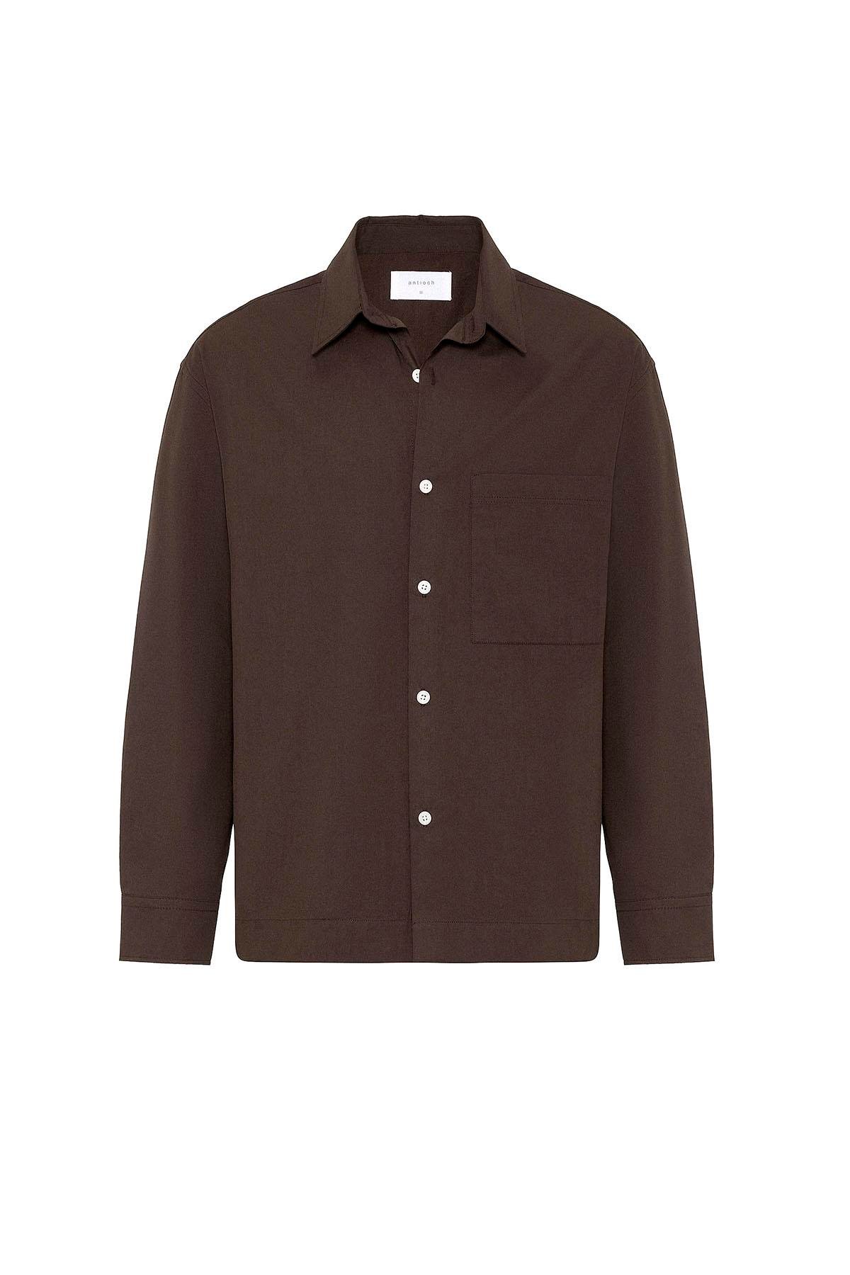 Antioch Kahve Pamuklu Relaxed Erkek Gömlek