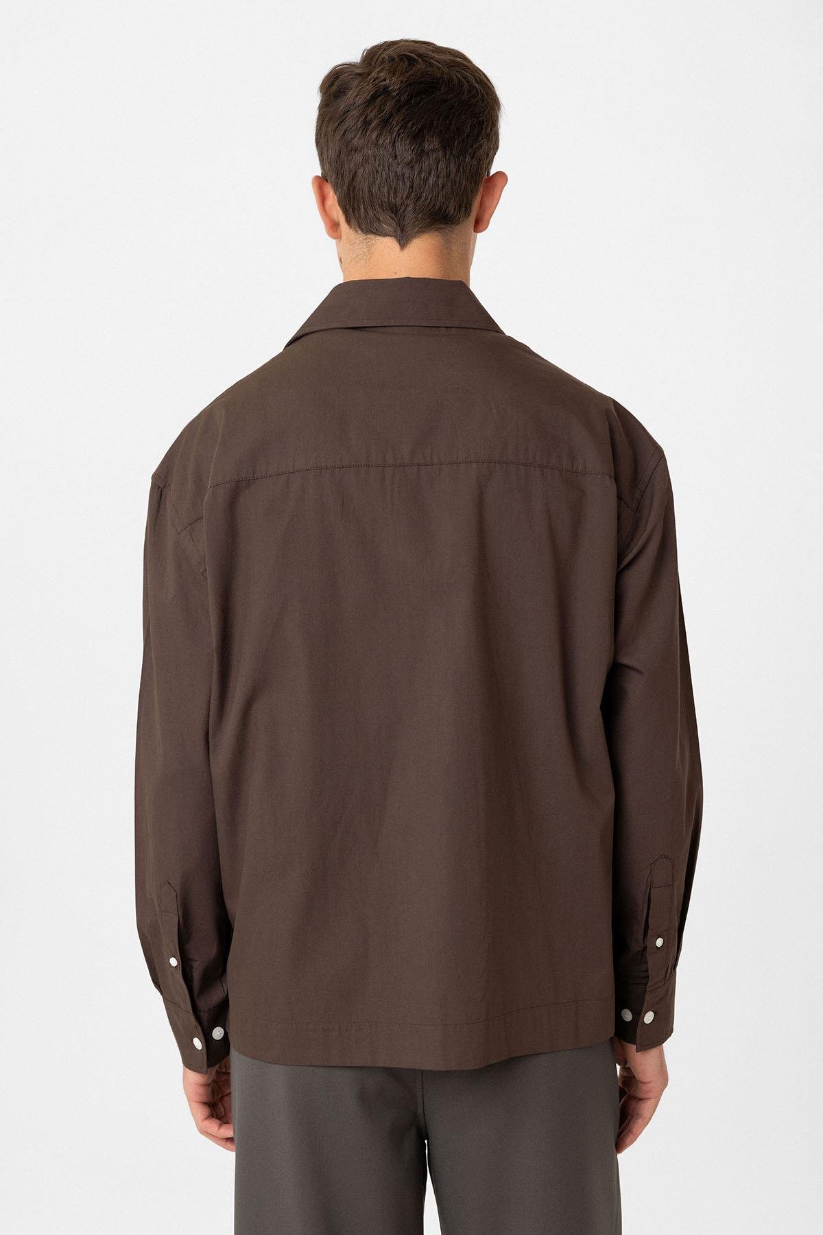 Antioch Kahve Pamuklu Relaxed Erkek Gömlek