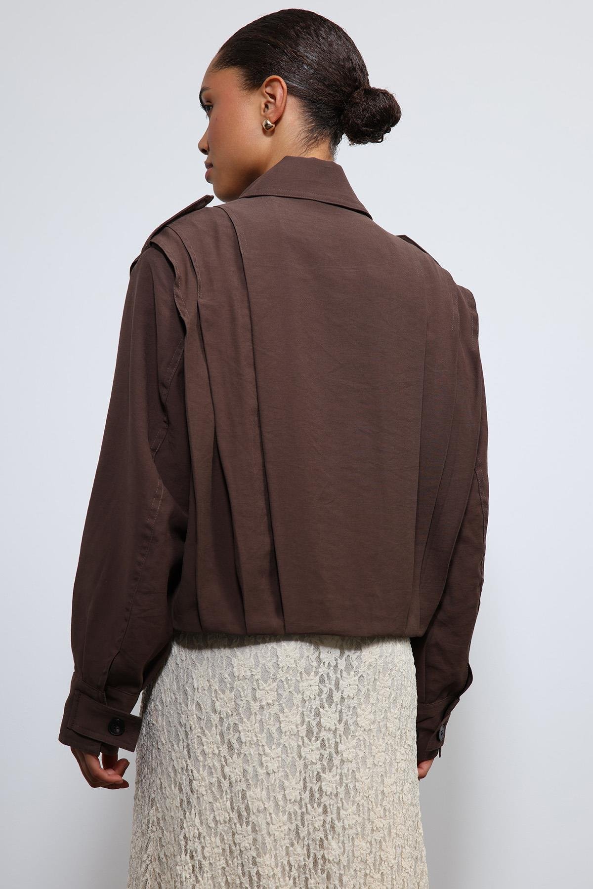 Antioch Kahve Pile Detaylı Dik Yaka Mont