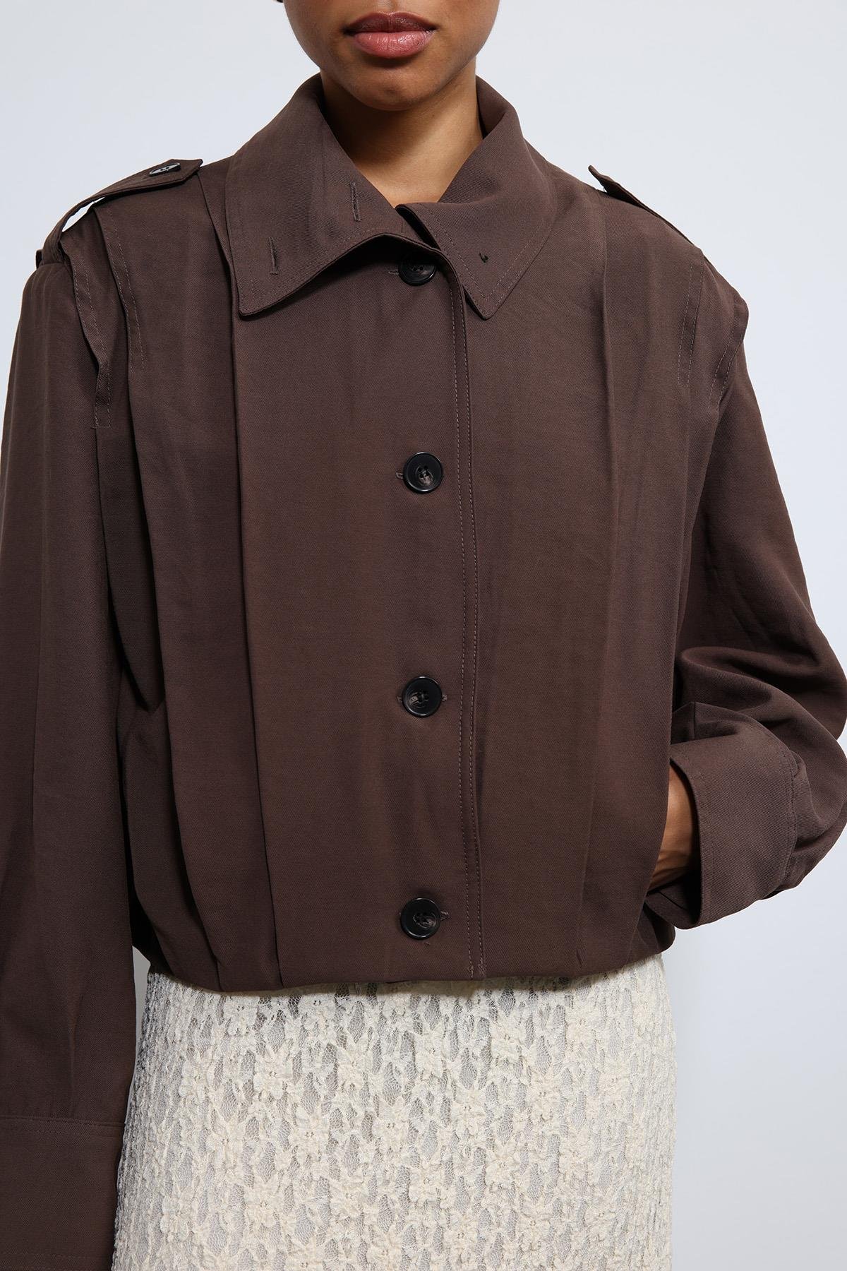 Antioch Kahve Pile Detaylı Dik Yaka Mont