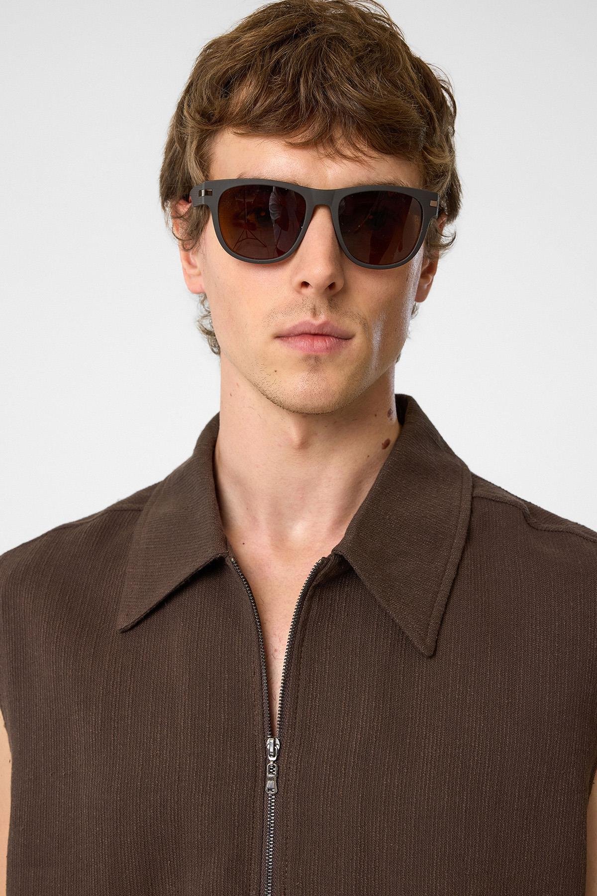 Antioch Kahve Polo Yaka Dokulu Erkek Yelek