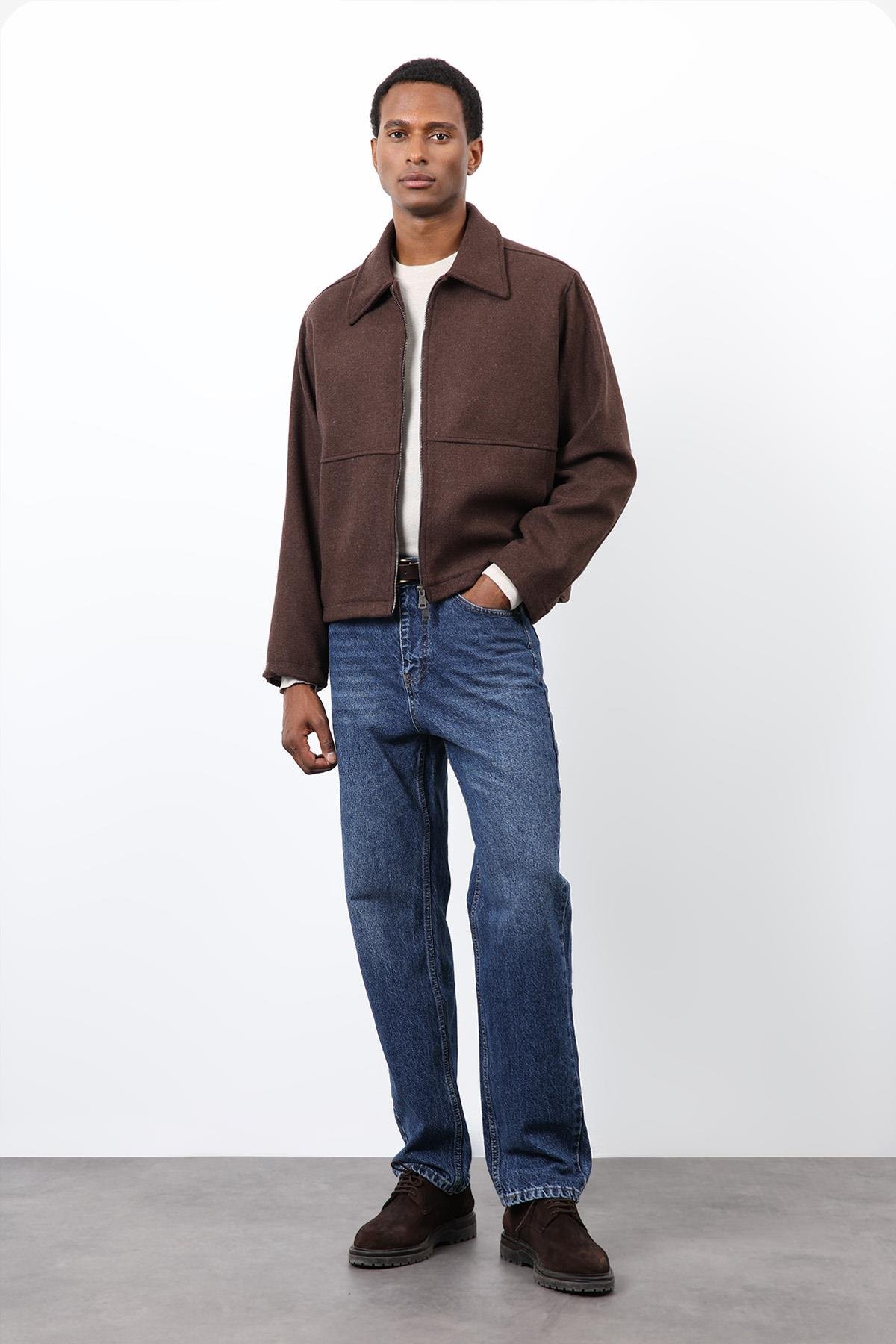 Antioch Kahve Regular Fit Dokulu Erkek Mont