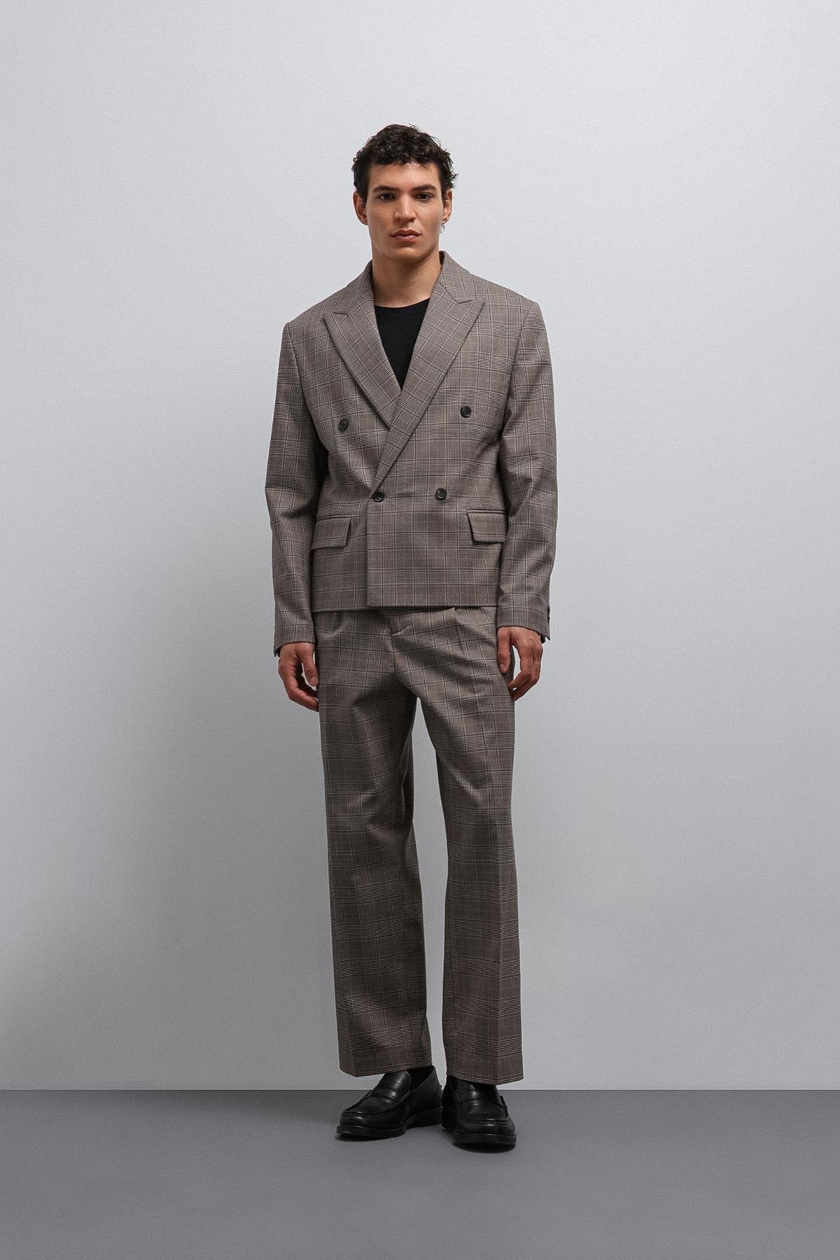 Antioch Kahve Relax Fit Ekoseli Erkek Pantolon