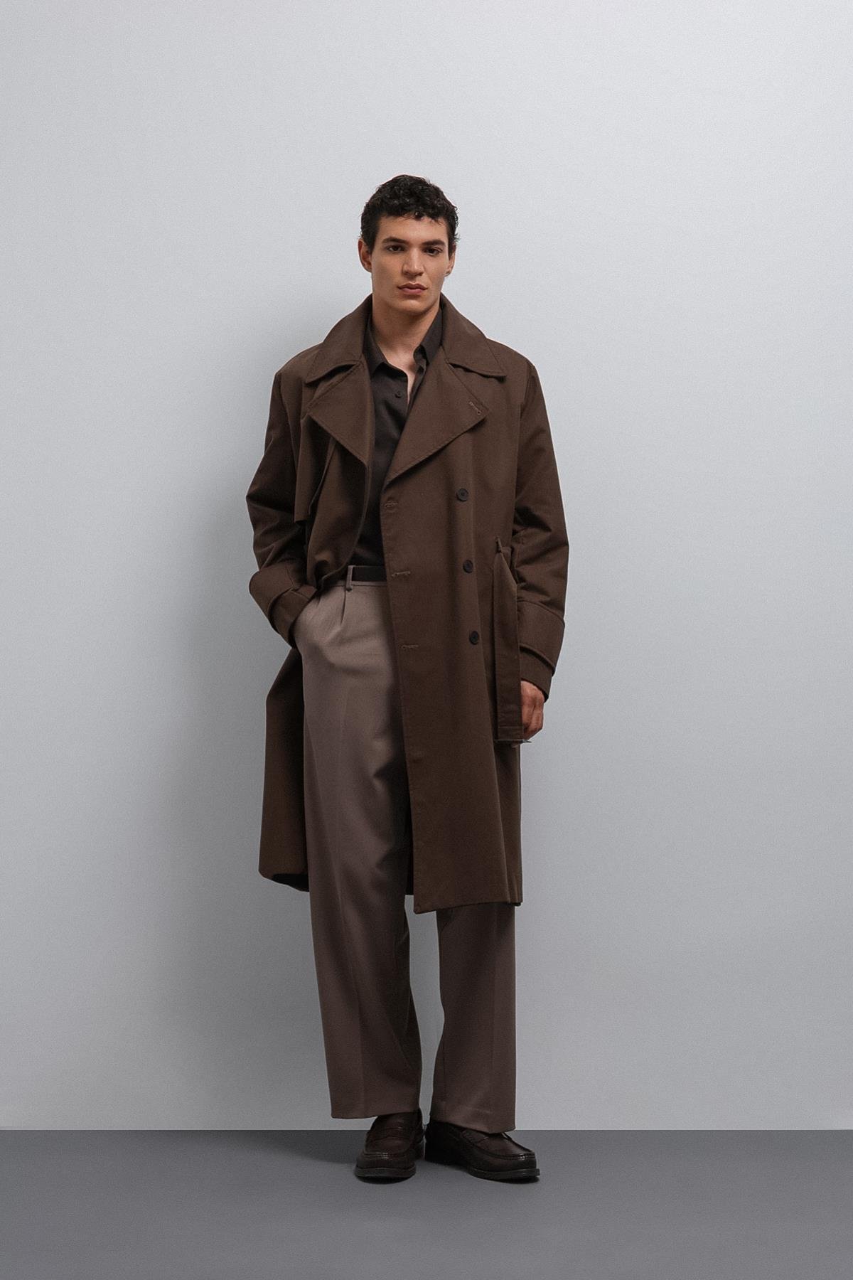 Antioch Kahve Relax Fit Erkek Trençkot