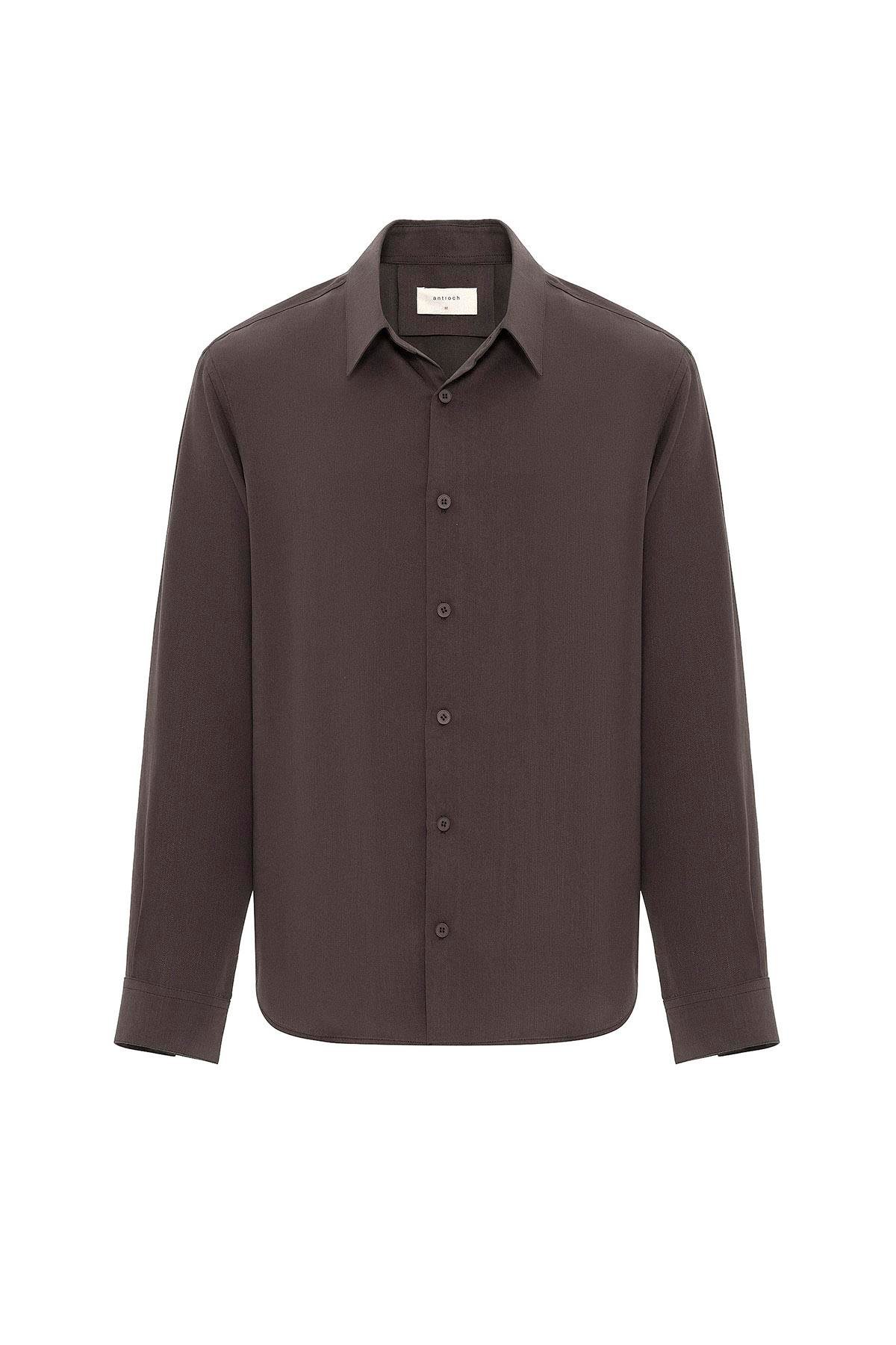 Antioch Kahve Relax Fit Liyosel Kumaş Erkek Gömlek