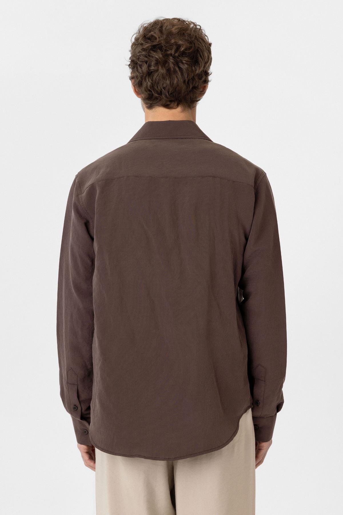 Antioch Kahve Relax Fit Modal Kumaş Erkek Gömlek