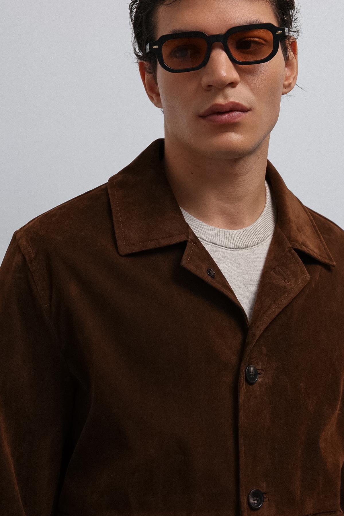 Antioch Kahve Süet Erkek Klasik Ceket