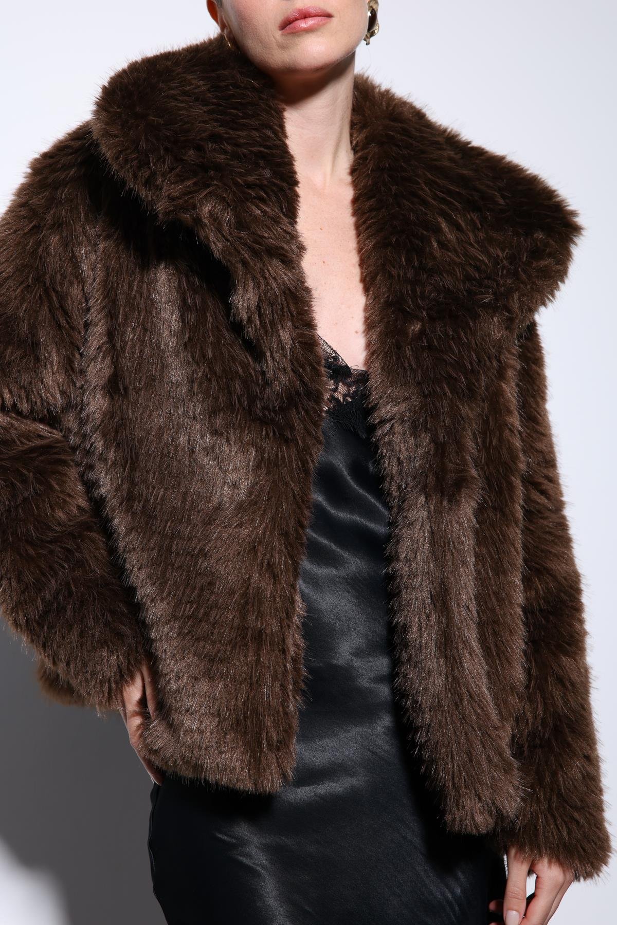 Antioch Kahve Suni Kürk Kadın Ceket