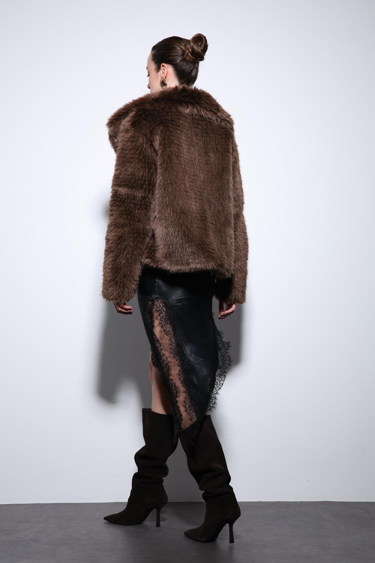 Antioch Kahve Suni Kürk Kadın Ceket